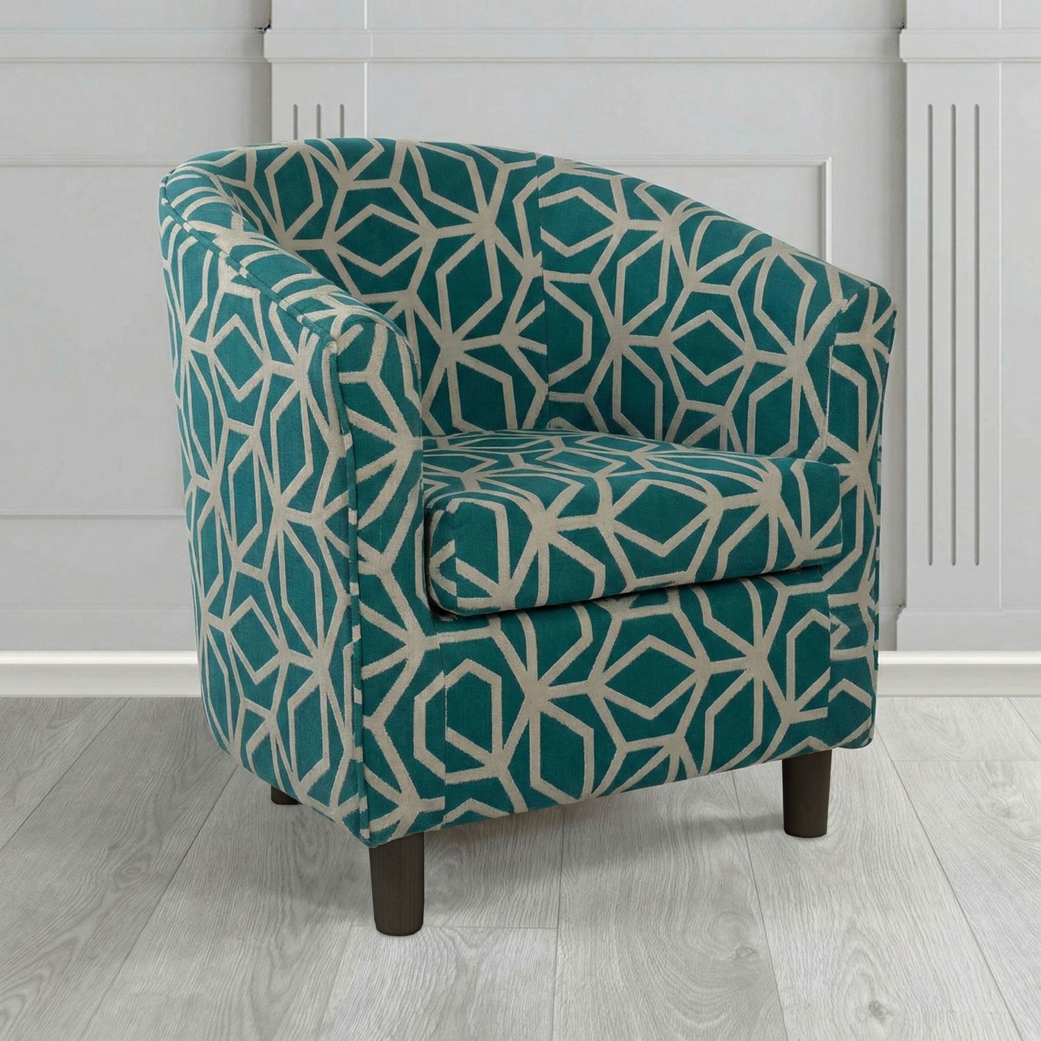 Tuscany Tub Chair in Panaz Fabrics Lexington Corinthia Geometric Crib 5 Velvet Fabric