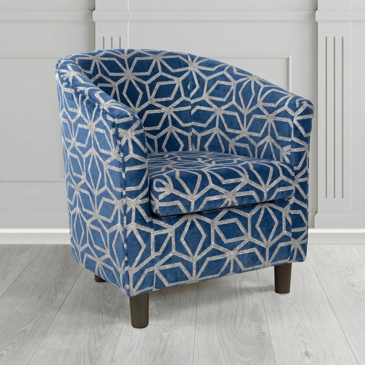 Tuscany Tub Chair in Panaz Fabrics Lexington Corinthia Geometric Crib 5 Velvet Fabric