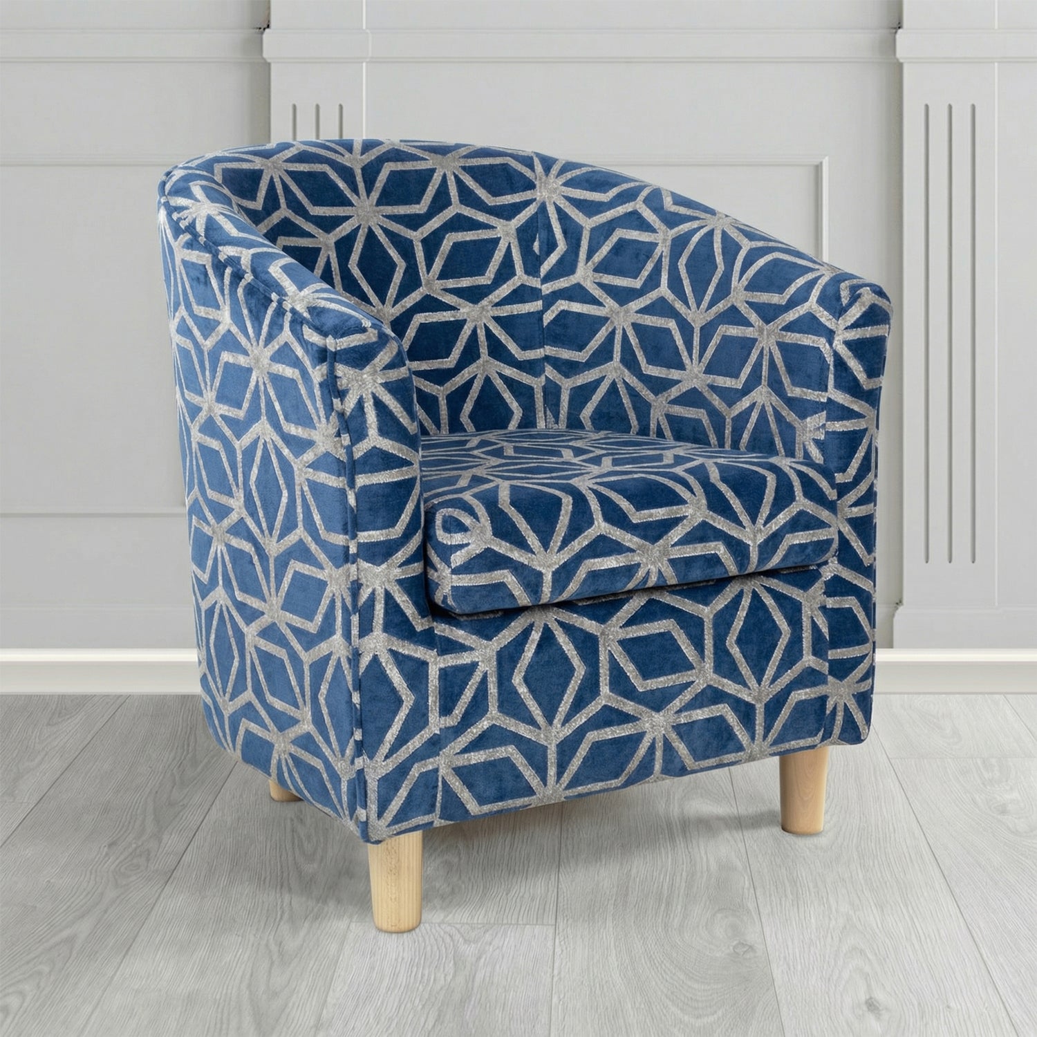 Tuscany Tub Chair in Panaz Fabrics Lexington Corinthia Geometric Crib 5 Velvet Fabric