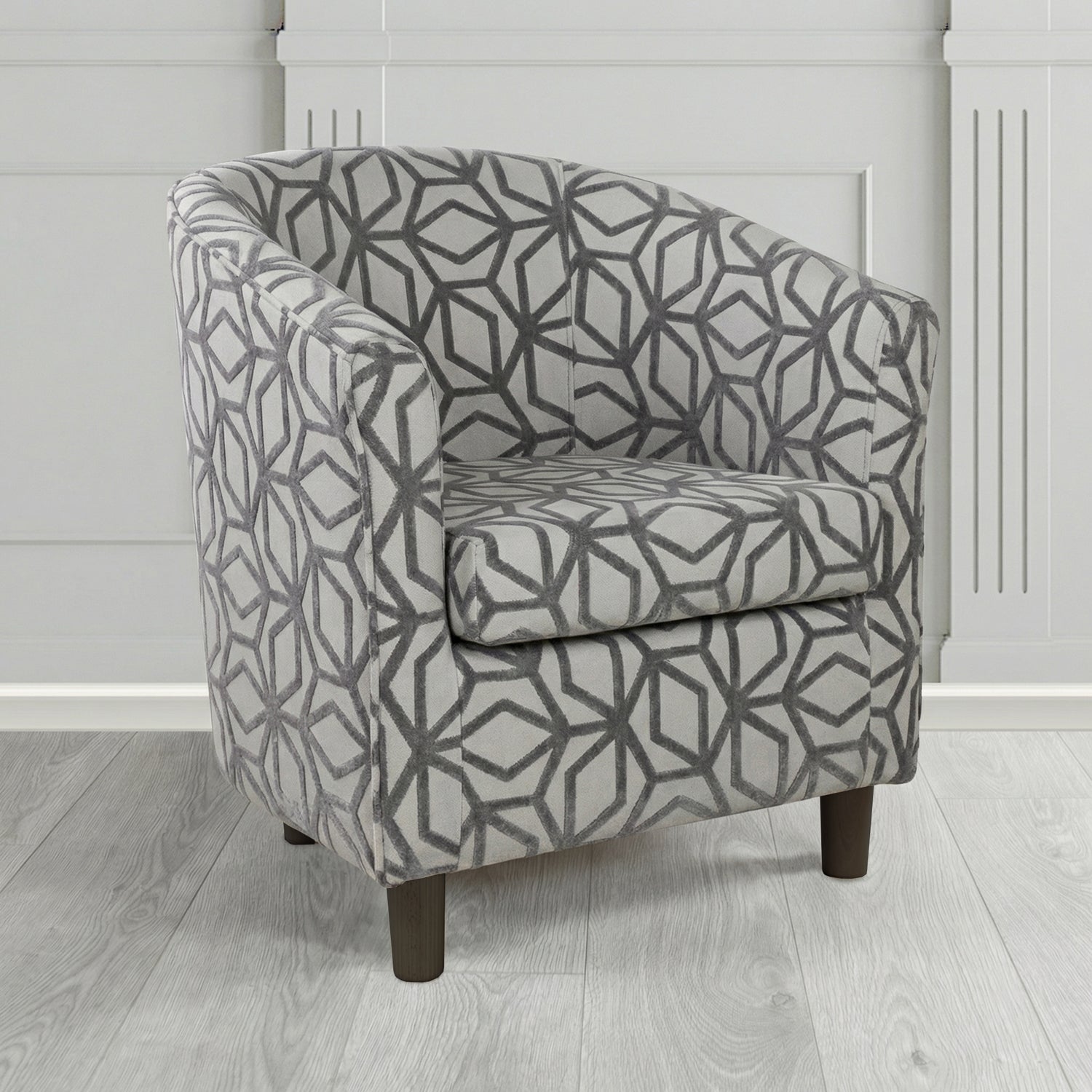 Tuscany Tub Chair in Panaz Fabrics Lexington Corinthia Geometric Crib 5 Velvet Fabric