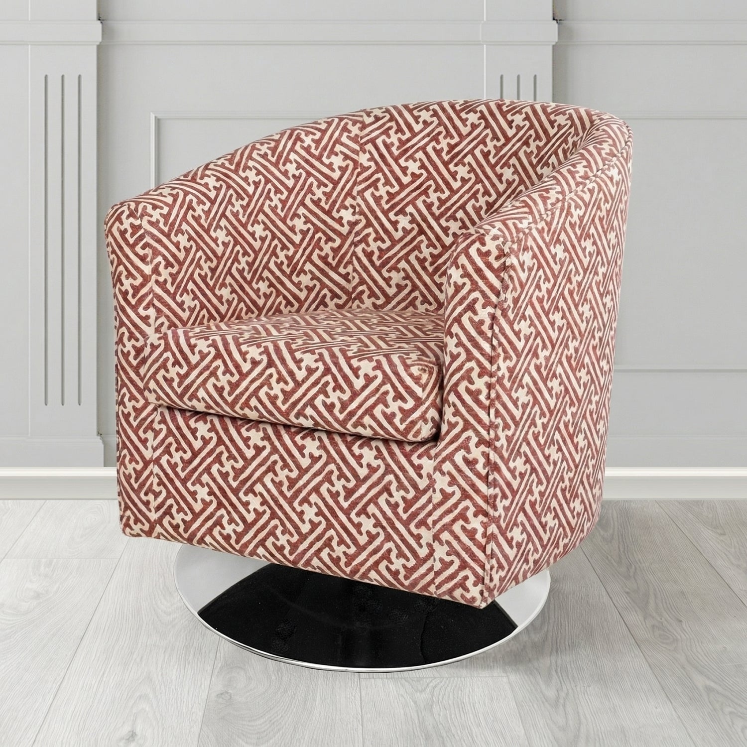 Tuscany Swivel Tub Chair in Fryett's Paulo Geometric Pattern Fabric