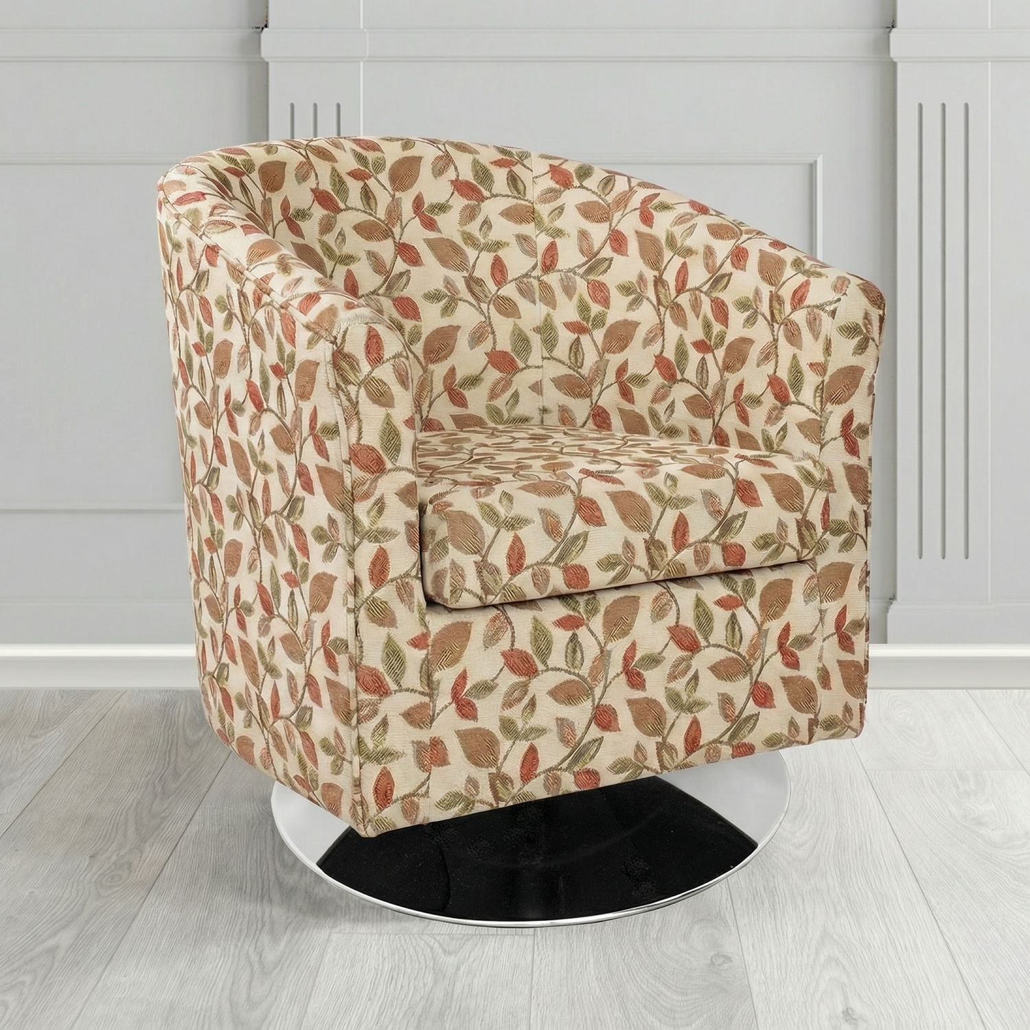 Tuscany Swivel Tub Chair in Porter and Stone Vercelli Floral Fabric