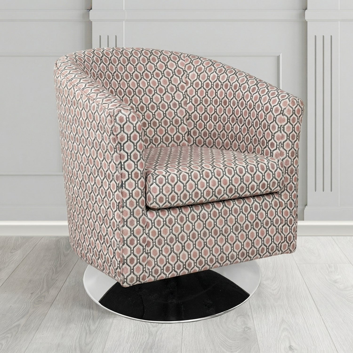 Tuscany Swivel Tub Chair in Fryett's Recco Geometric Pattern Fabric