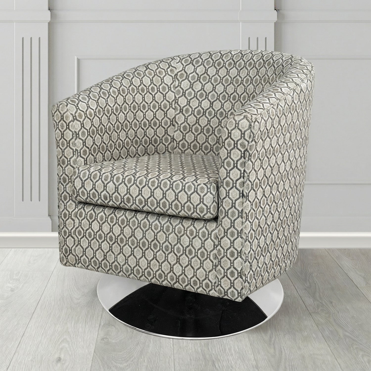 Tuscany Swivel Tub Chair in Fryett's Recco Geometric Pattern Fabric
