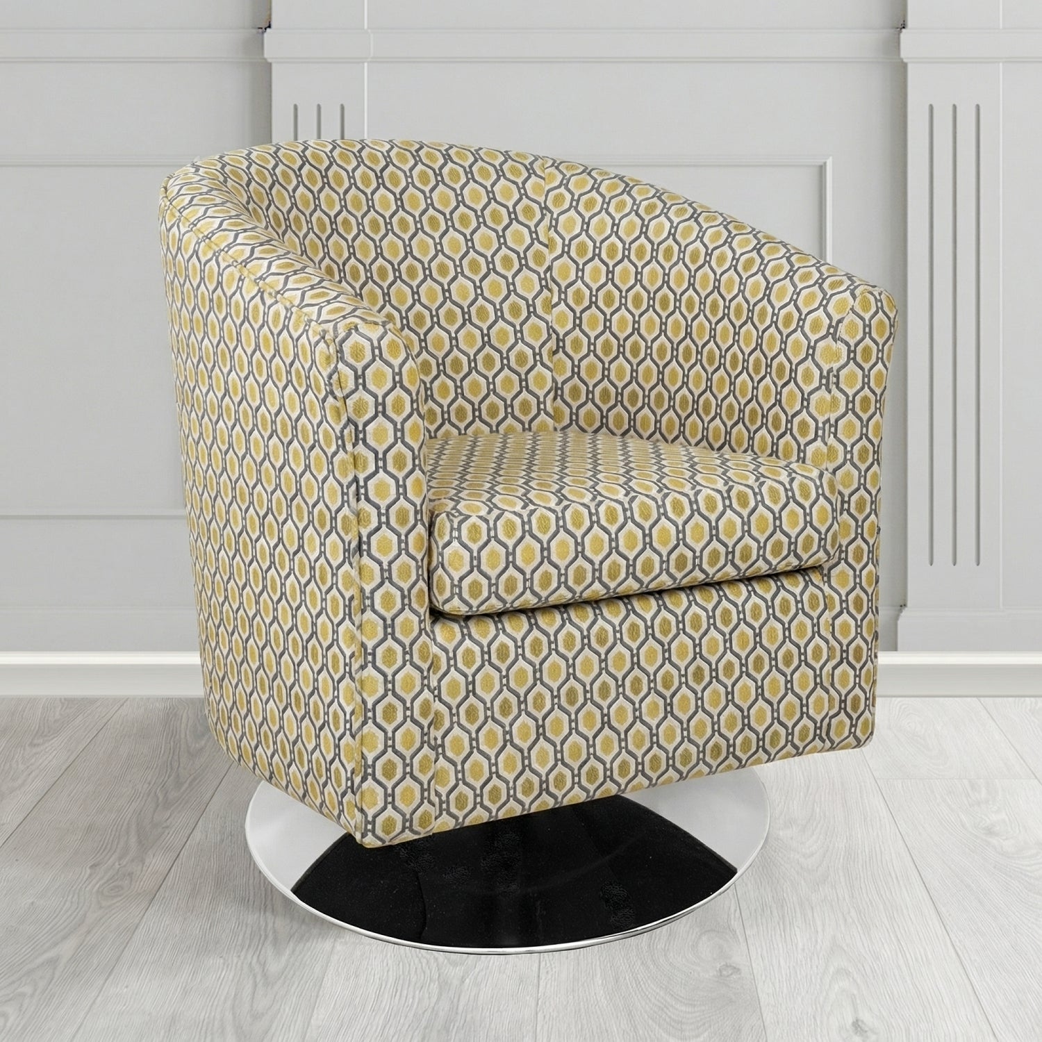 Tuscany Swivel Tub Chair in Fryett's Recco Geometric Pattern Fabric