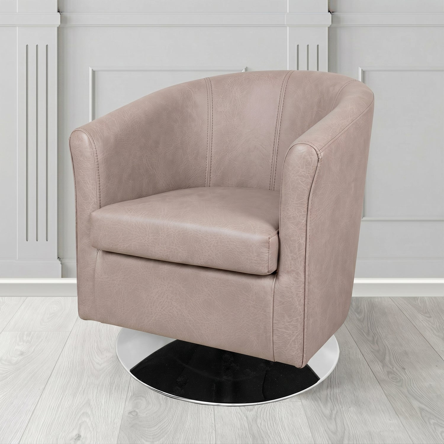 Tuscany Swivel Tub Chair in Crest Leather Saloon Semi-Aniline Crib 5 Genuine Leather