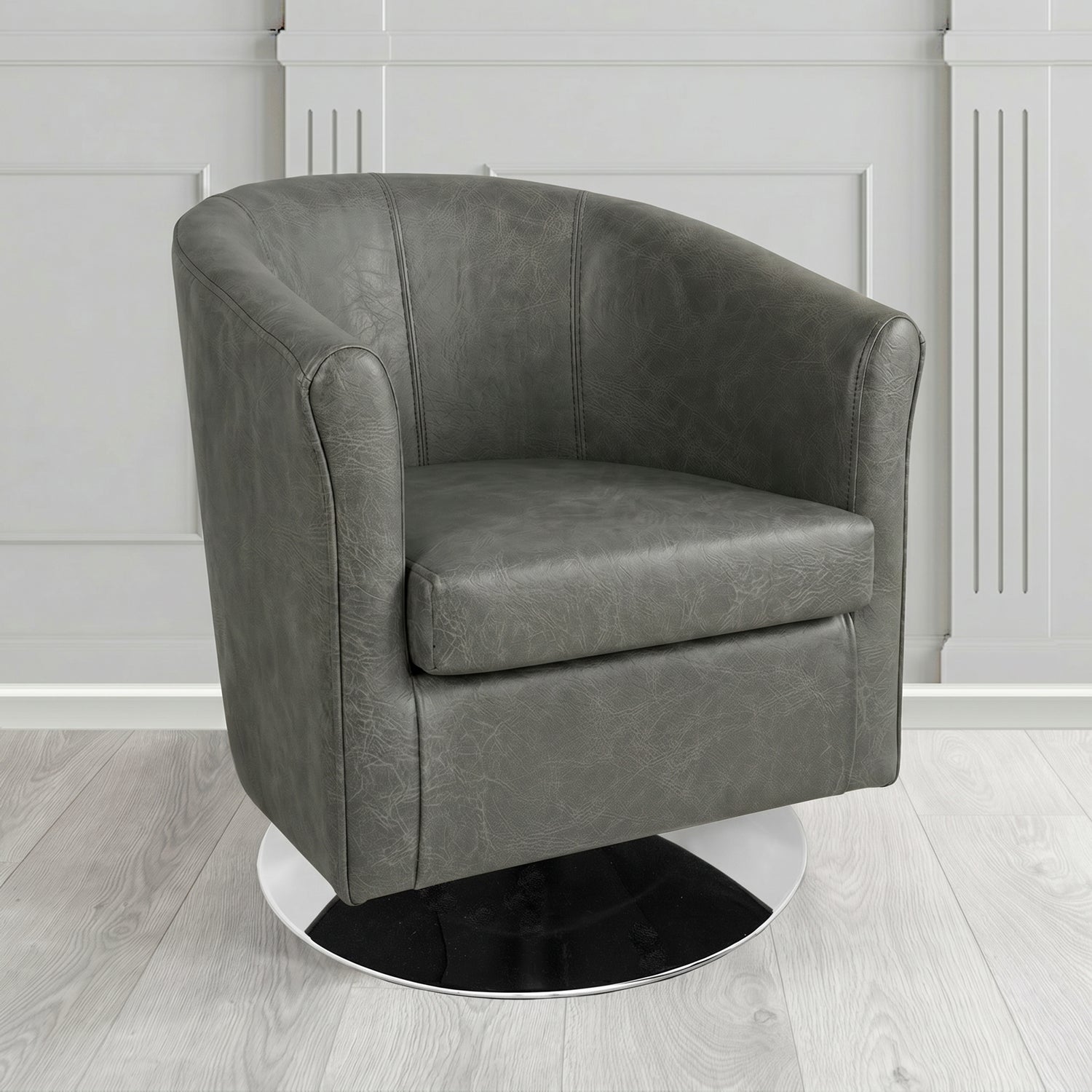 Tuscany Swivel Tub Chair in Crest Leather Saloon Semi-Aniline Crib 5 Genuine Leather
