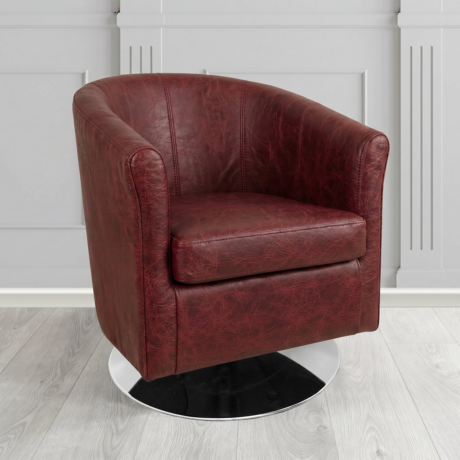 Tuscany Swivel Tub Chair in Crest Leather Saloon Semi-Aniline Crib 5 Genuine Leather