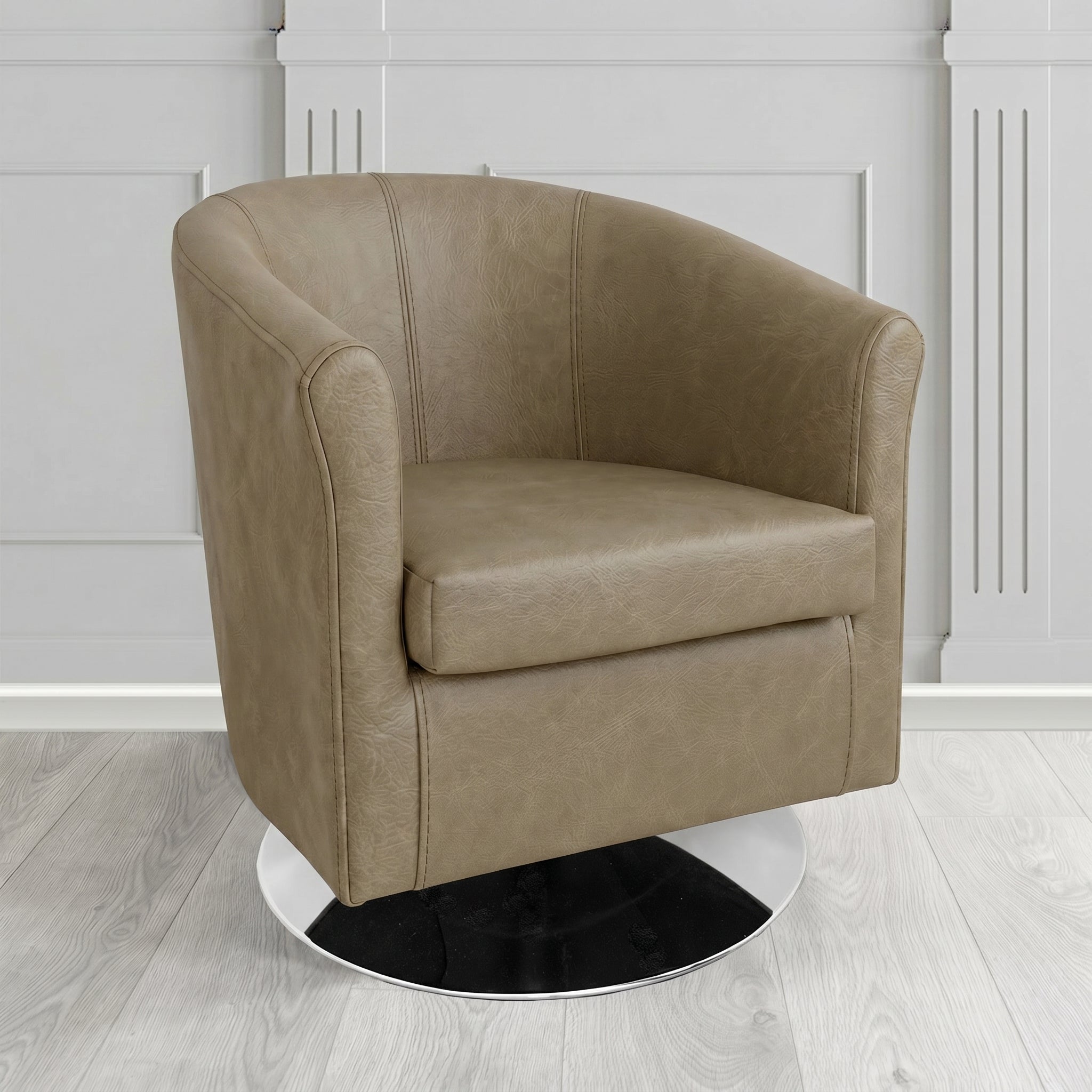 Tuscany Swivel Tub Chair in Crest Leather Saloon Semi-Aniline Crib 5 Genuine Leather