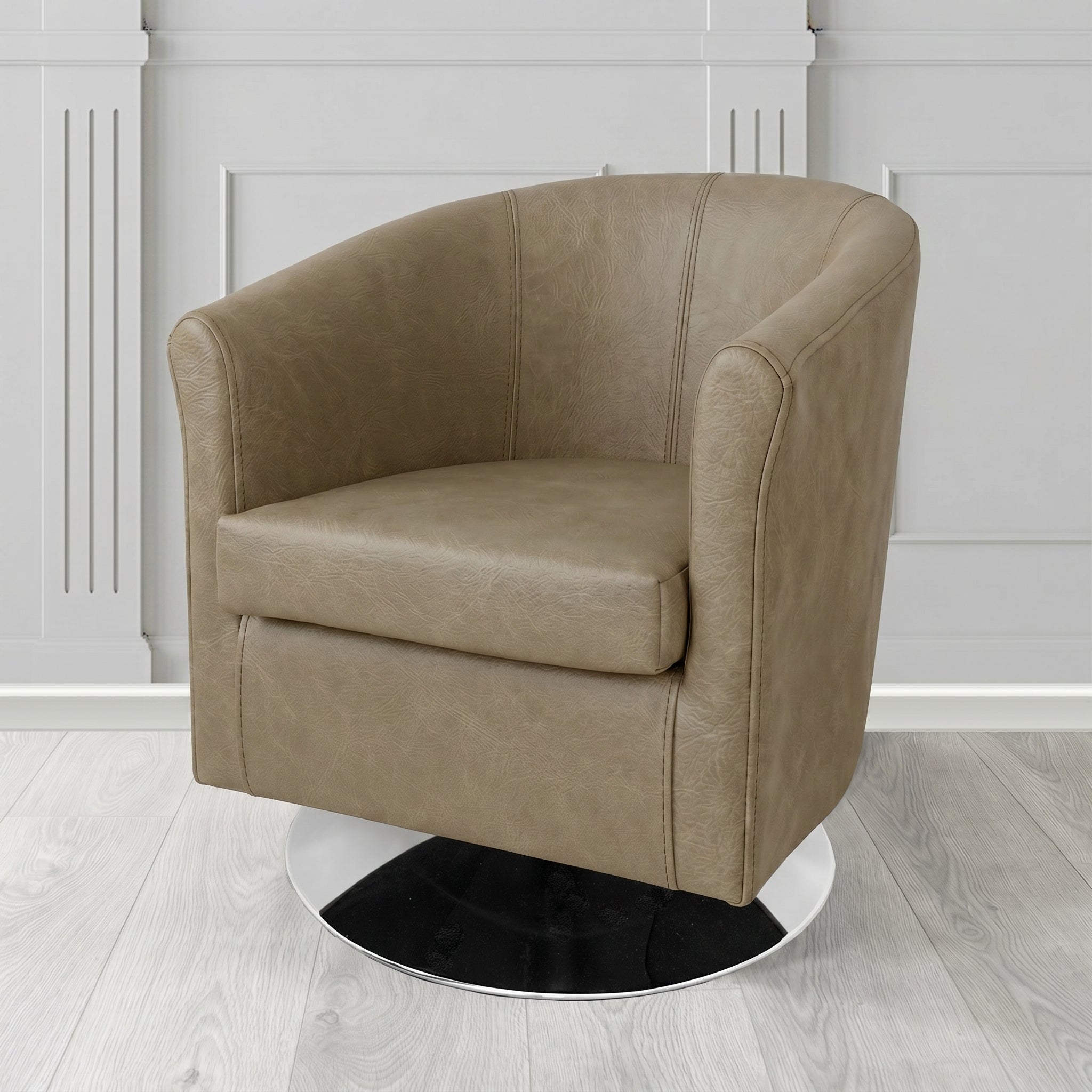 Tuscany Swivel Tub Chair in Crest Leather Saloon Semi-Aniline Crib 5 Genuine Leather