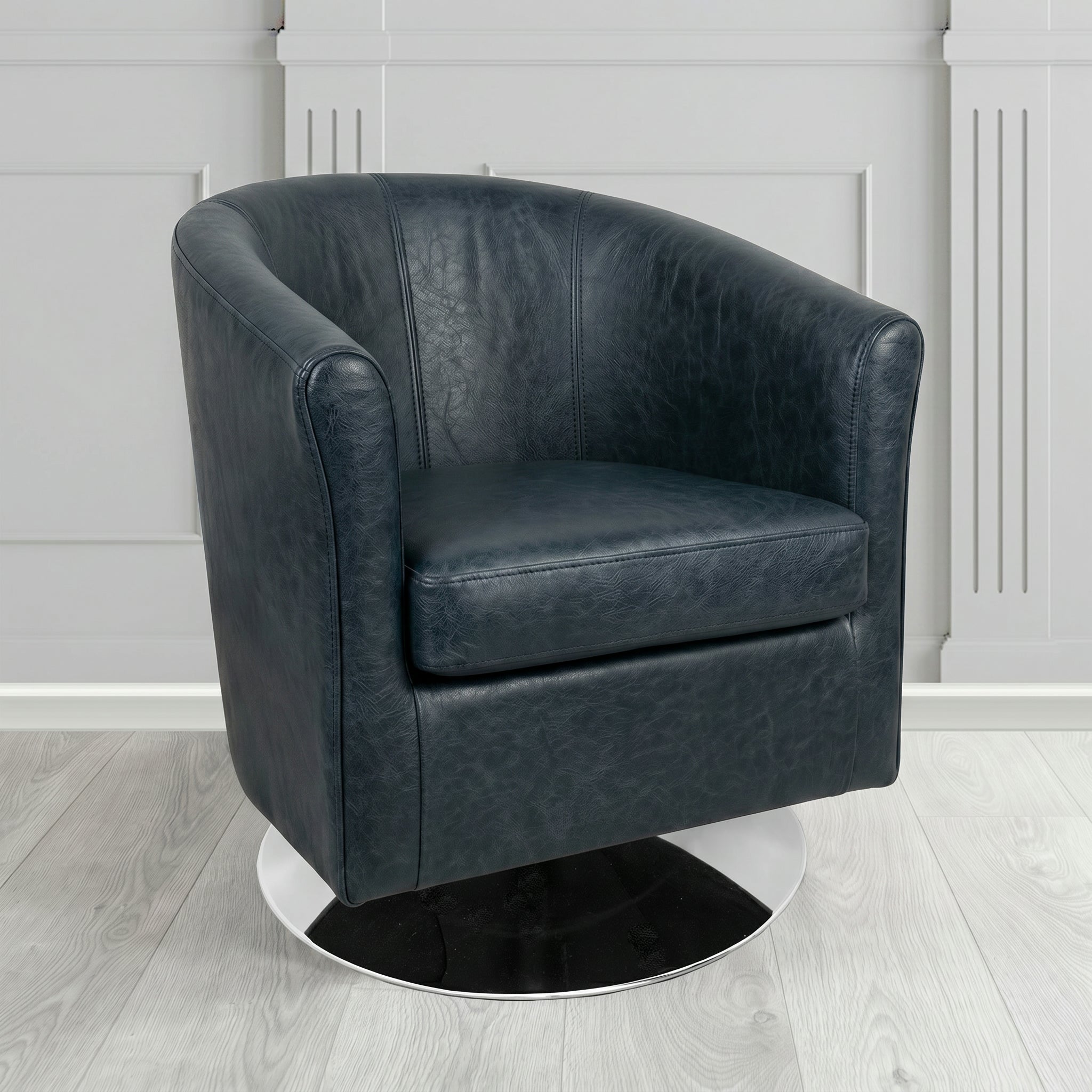 Tuscany Swivel Tub Chair in Crest Leather Saloon Semi-Aniline Crib 5 Genuine Leather