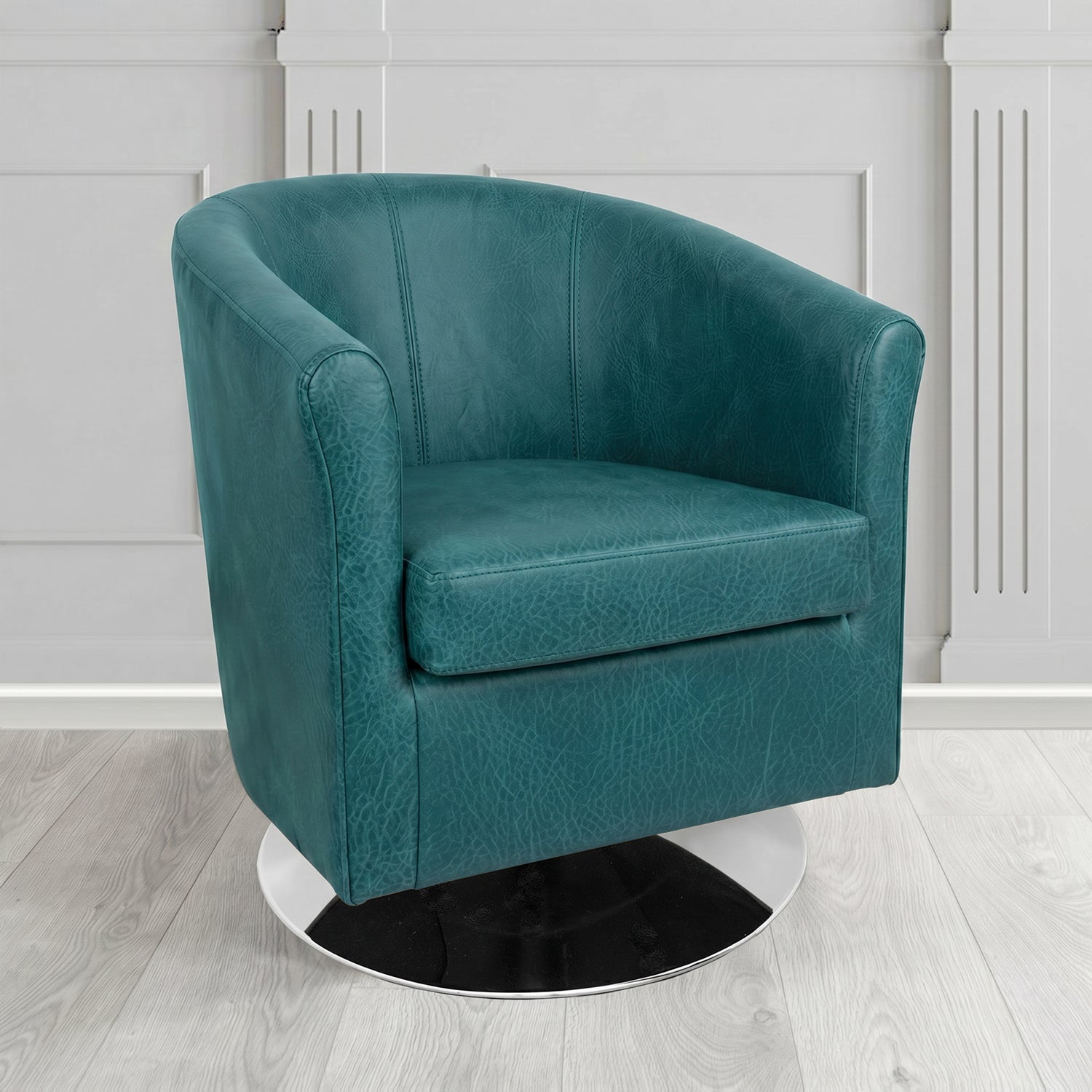 Tuscany Swivel Tub Chair in Crest Leather Saloon Semi-Aniline Crib 5 Genuine Leather