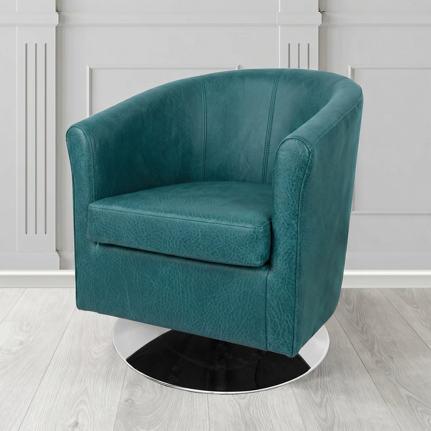 Tuscany Swivel Tub Chair in Crest Leather Saloon Semi-Aniline Crib 5 Genuine Leather