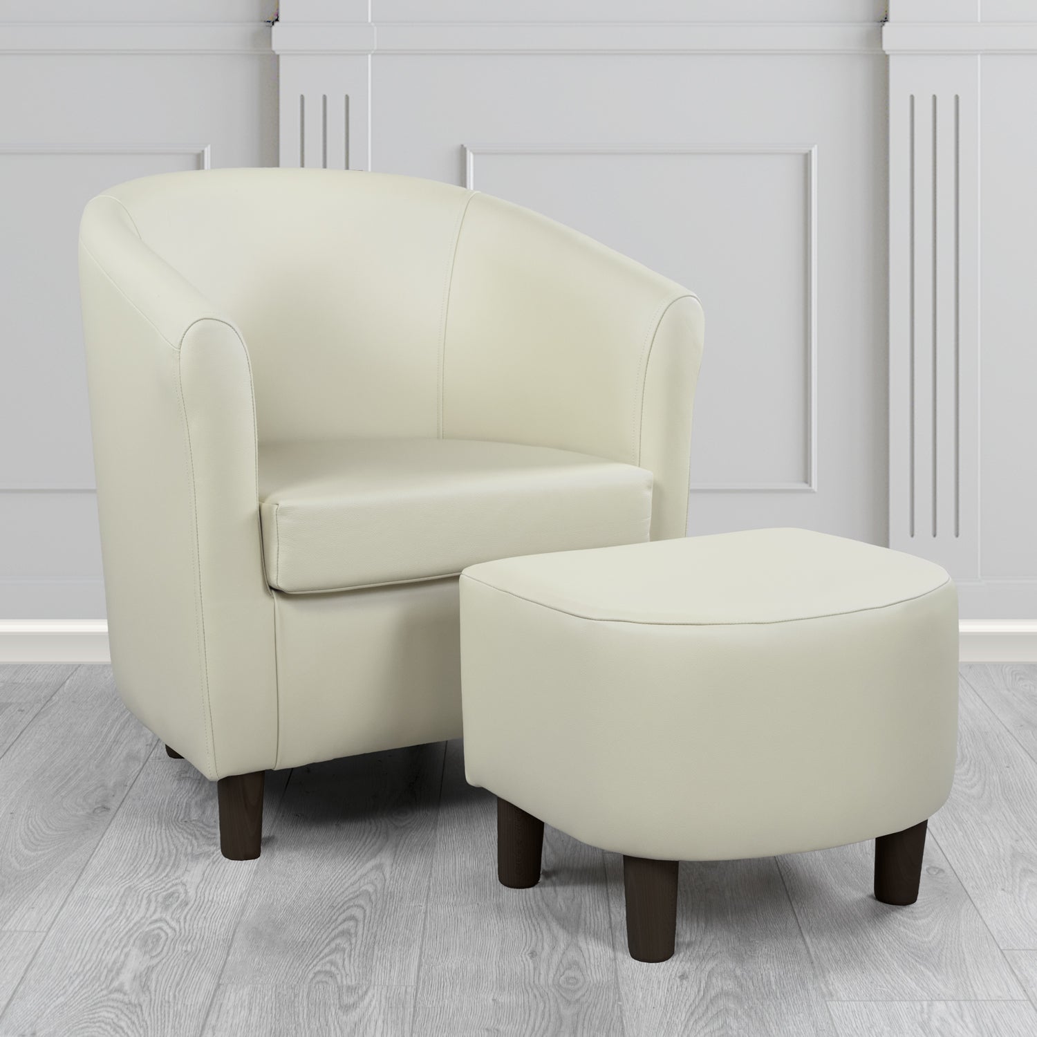 Tuscany Shelly Almond Crib 5 Genuine Leather Tub Chair & Footstool Set