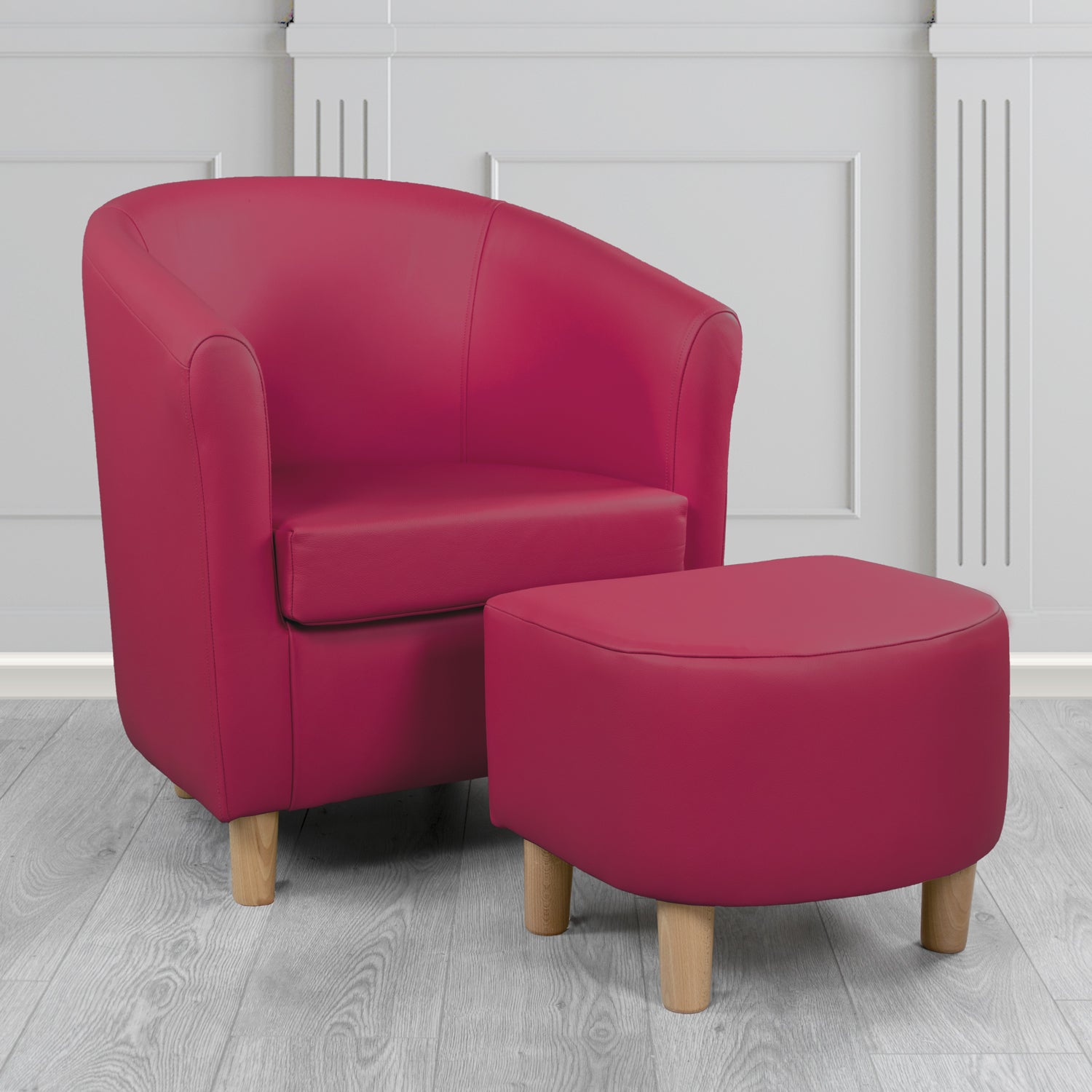 Tuscany Shelly Anemone Crib 5 Genuine Leather Tub Chair & Footstool Set
