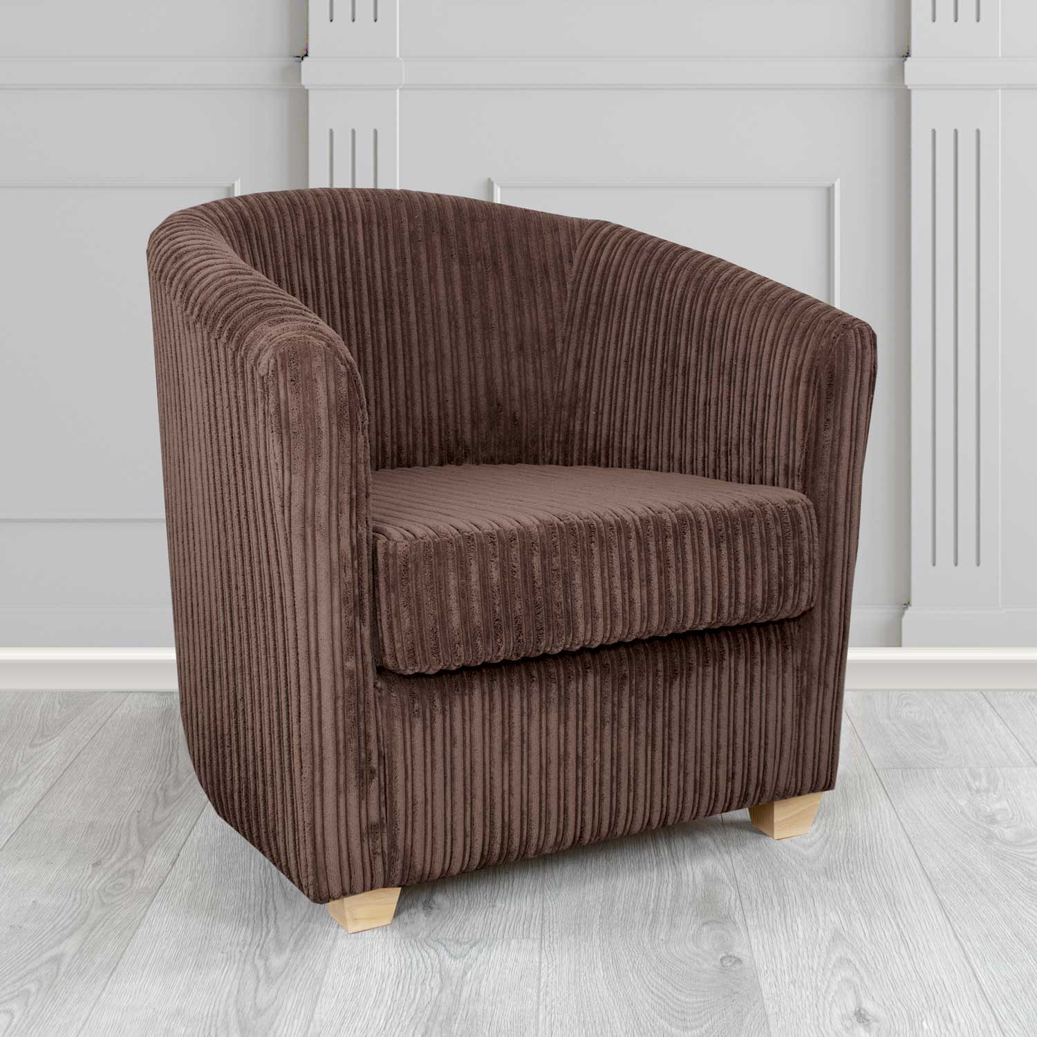 Cannes Conway Chocolate Plain Texture Fabric Tub Chair