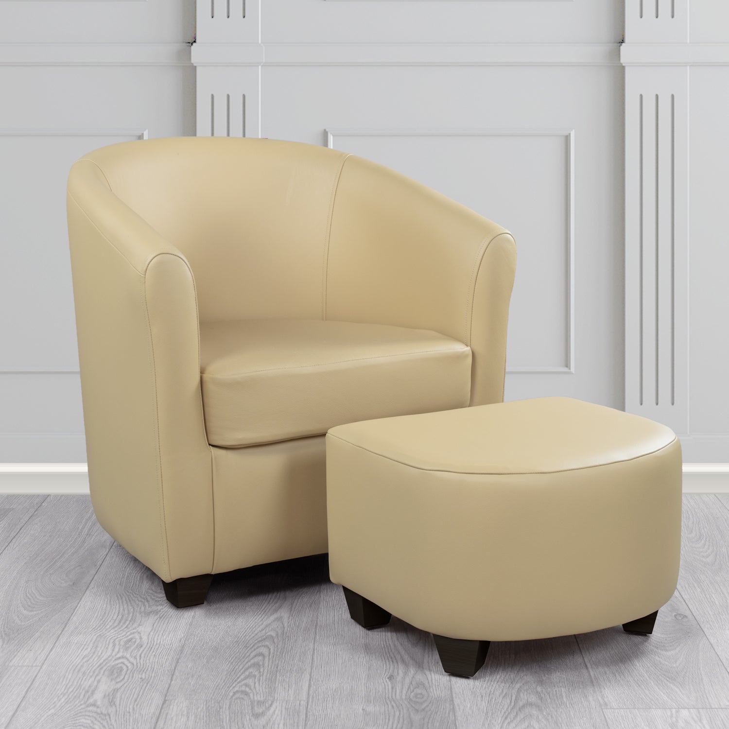 Cannes Shelly Basket Crib 5 Genuine Leather Tub Chair & Footstool Set (6618318602282)