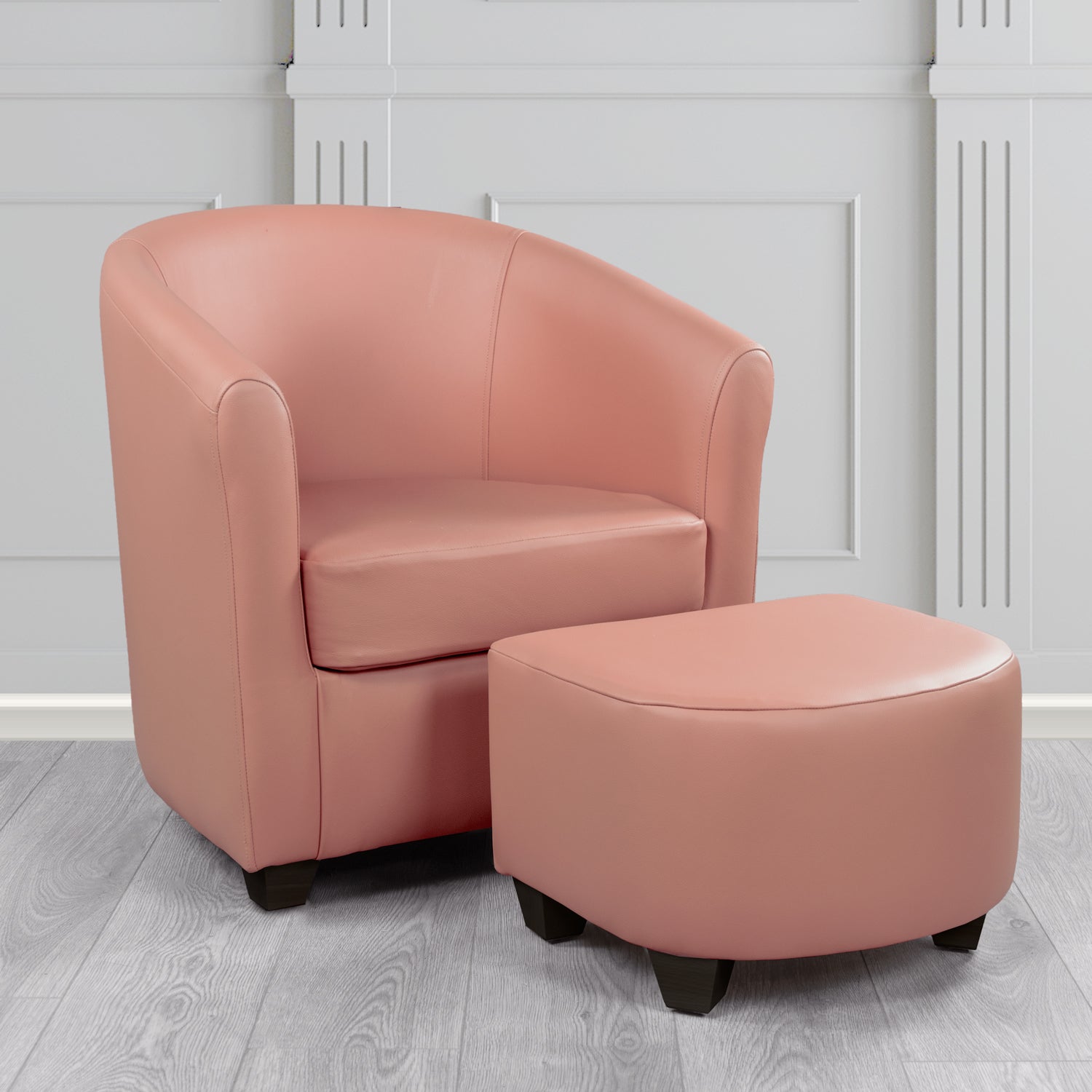 Cannes Shelly Brick Red Crib 5 Genuine Leather Tub Chair & Footstool Set (6618320240682)
