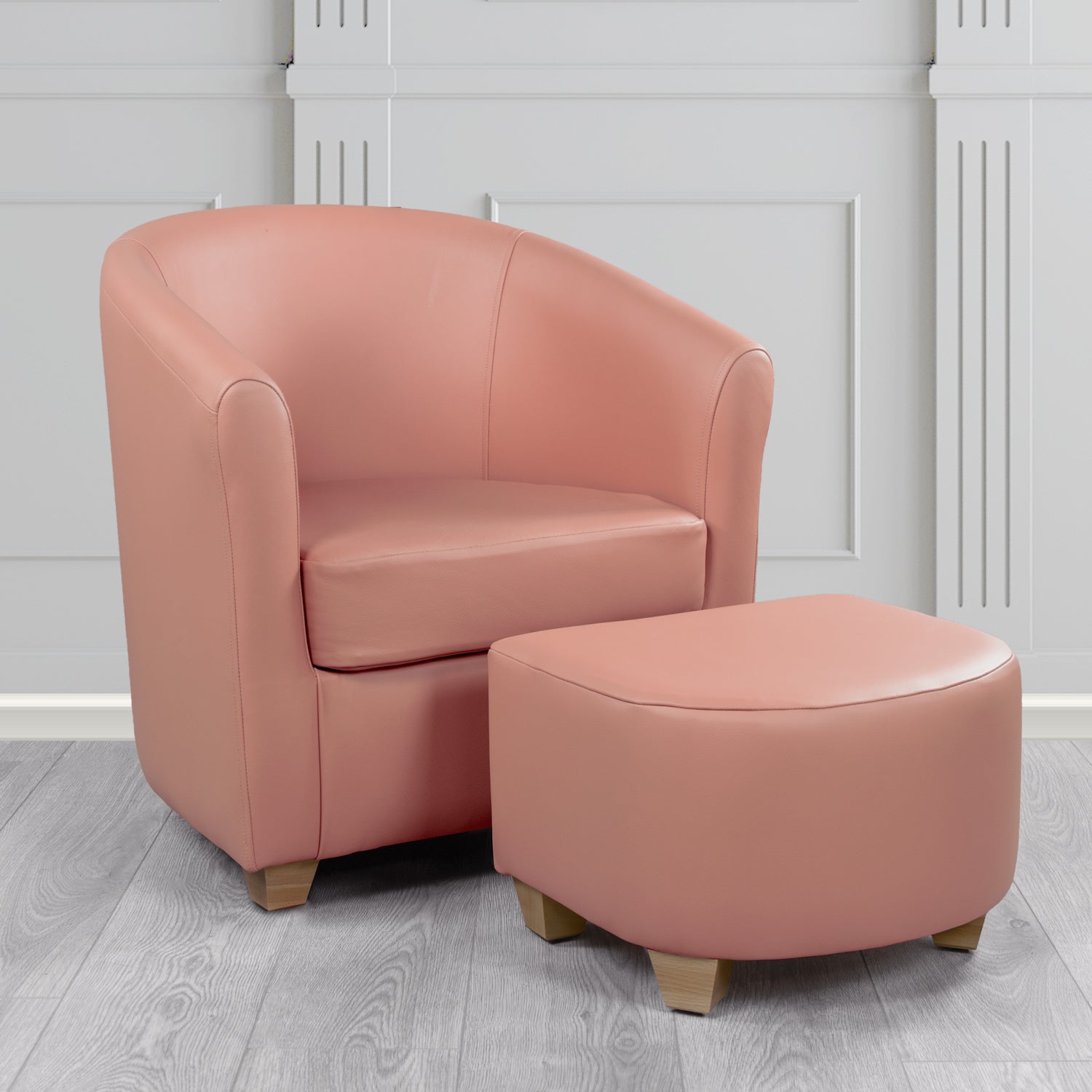 Cannes Shelly Brick Red Crib 5 Genuine Leather Tub Chair & Footstool Set (6618320240682)