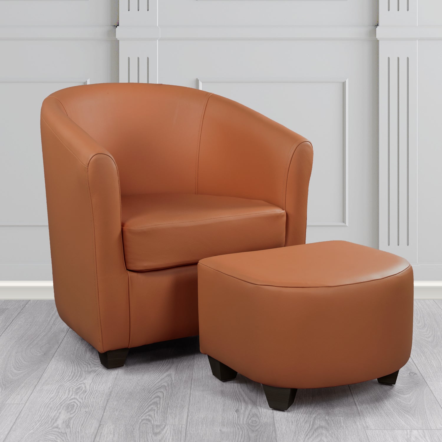 Cannes Shelly Castagna Crib 5 Genuine Leather Tub Chair & Footstool Set (6618320797738)