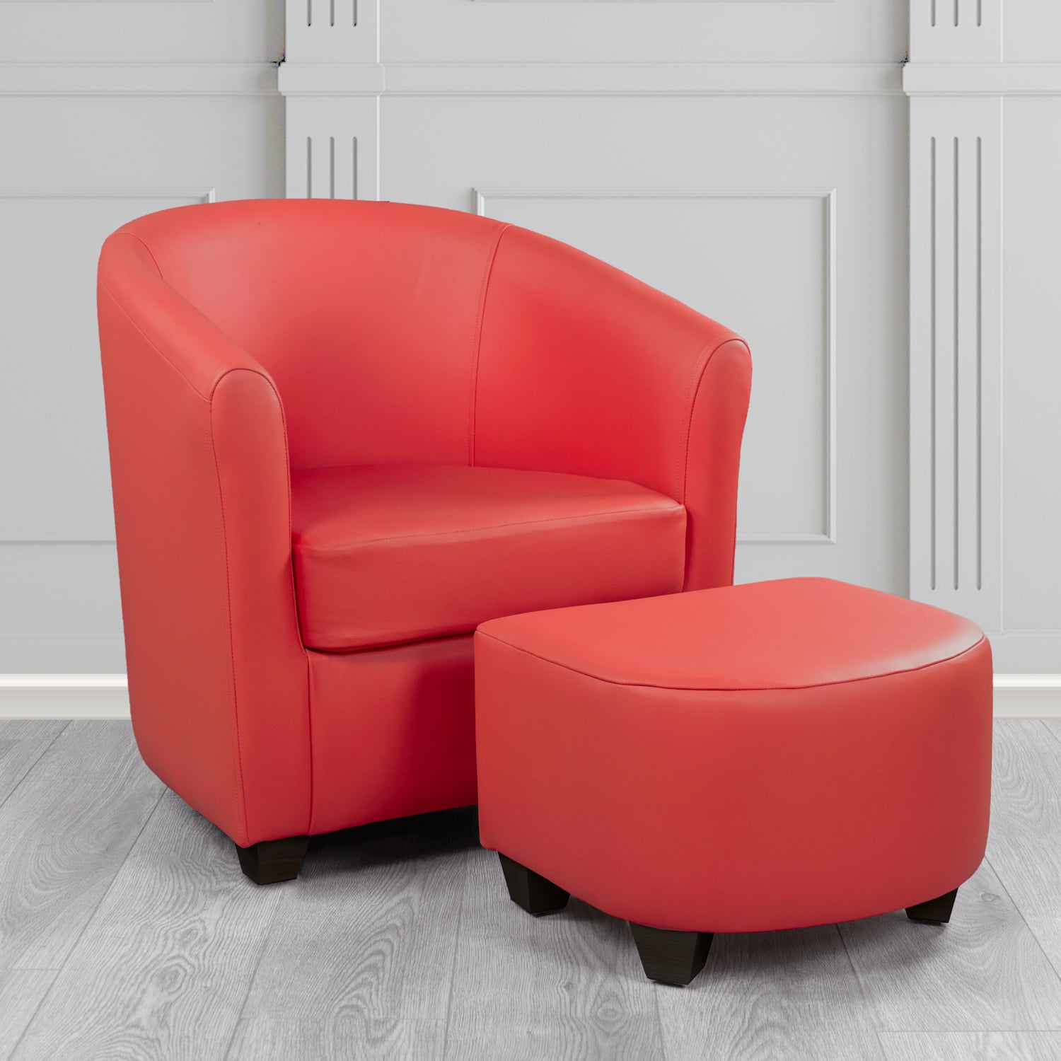 Cannes Shelly Crimson Crib 5 Genuine Leather Tub Chair & Footstool Set (6618321354794)