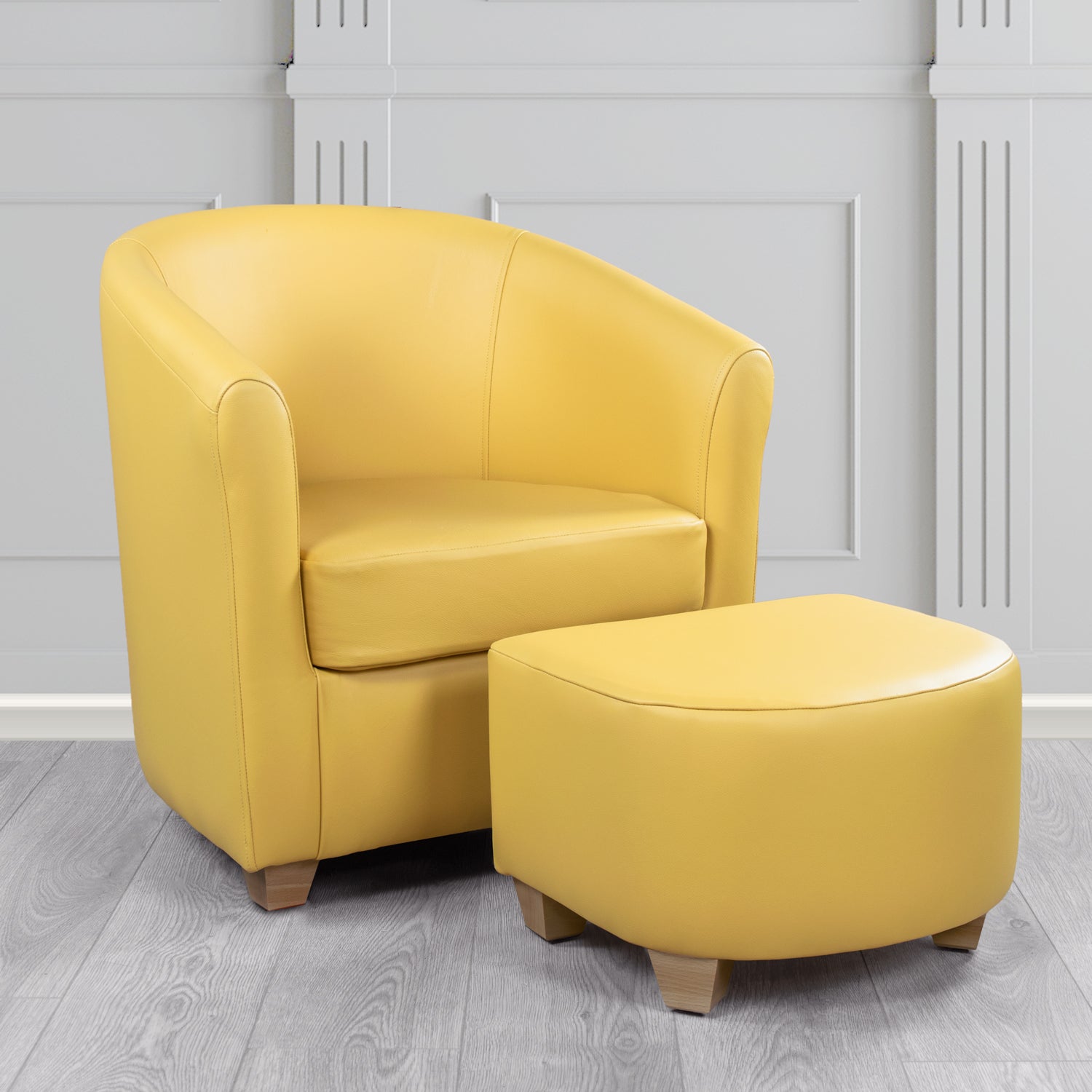 Cannes Shelly Deluca Crib 5 Genuine Leather Tub Chair & Footstool Set (6618330955818)