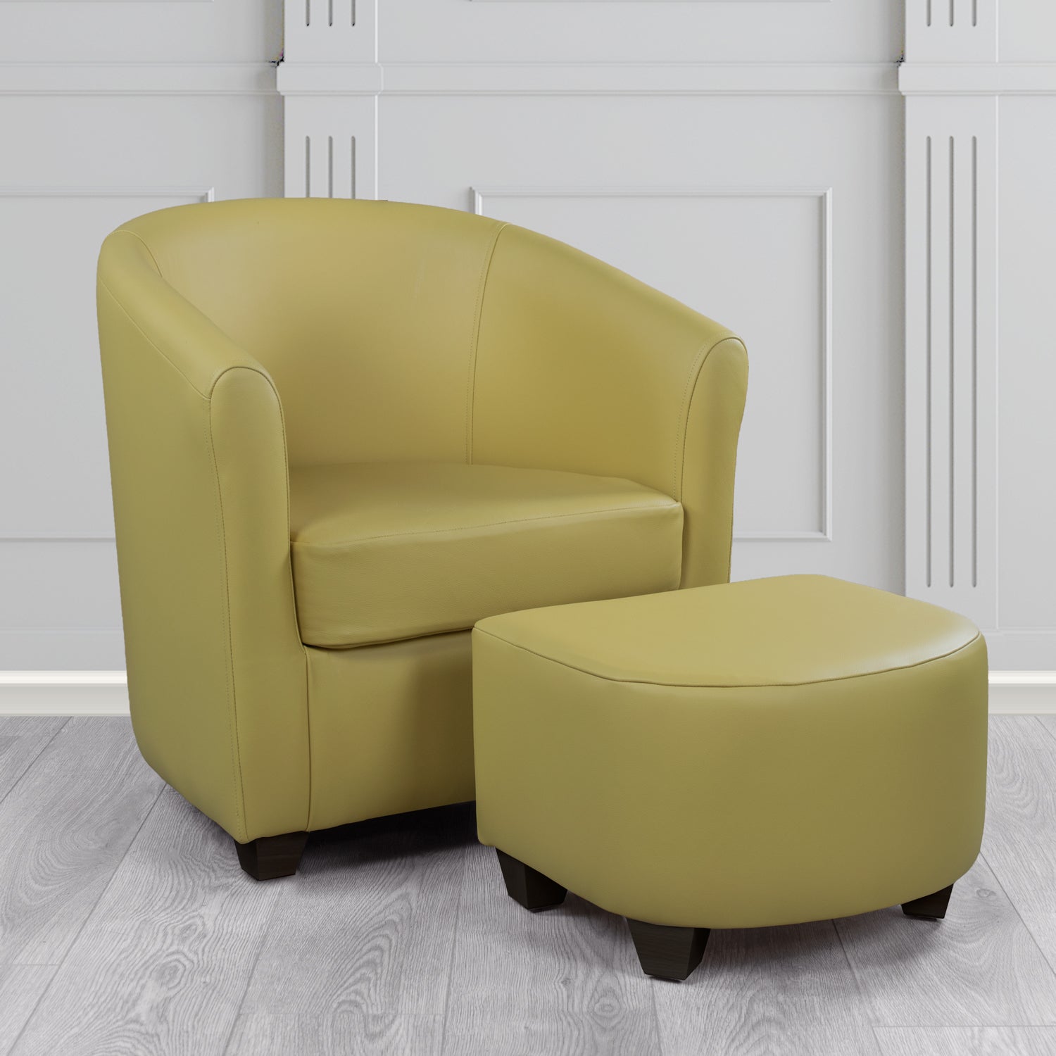 Cannes Shelly Golders Green Crib 5 Genuine Leather Tub Chair & Footstool Set (6618338000938)