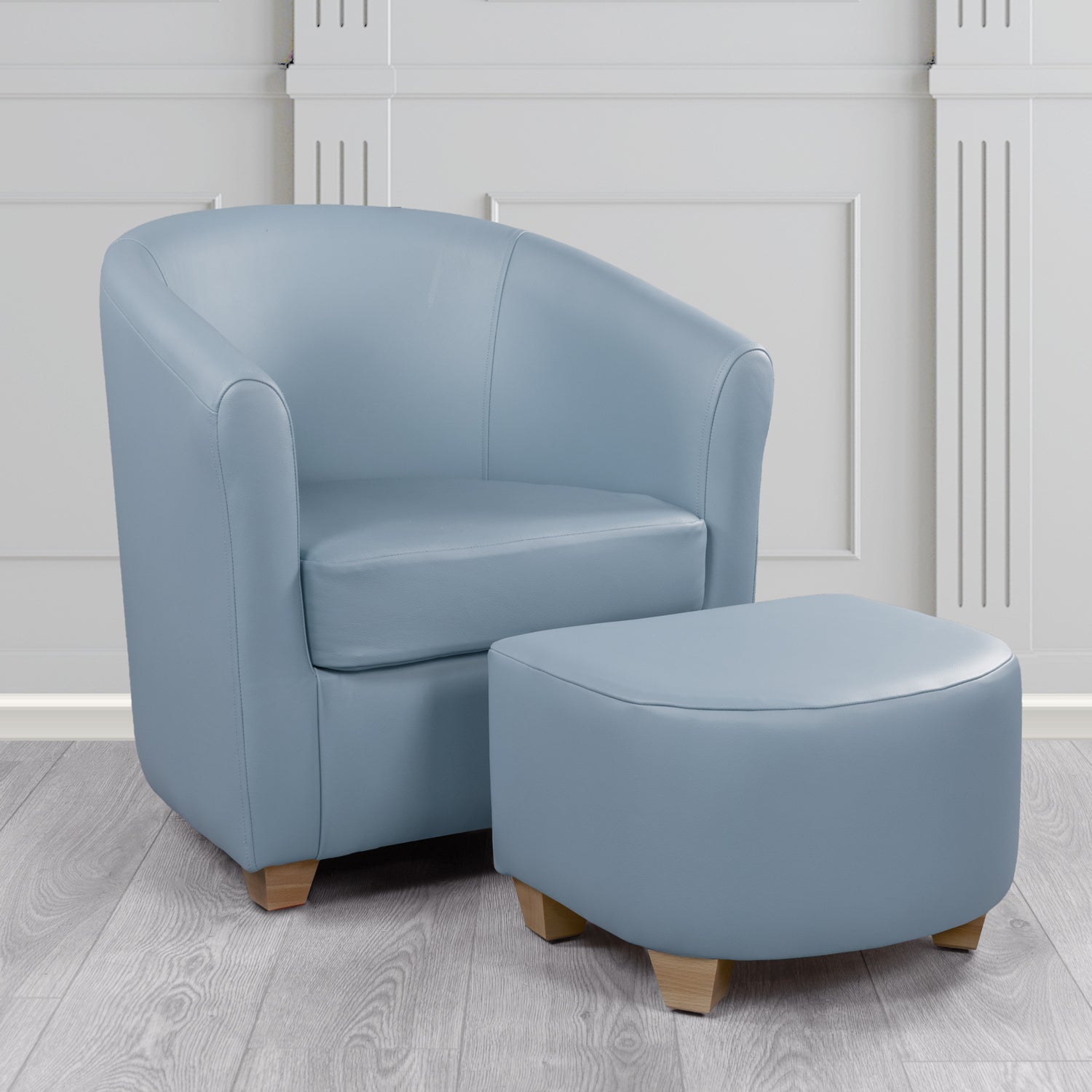 Cannes Shelly Iceblast Crib 5 Genuine Leather Tub Chair & Footstool Set (6618340655146)
