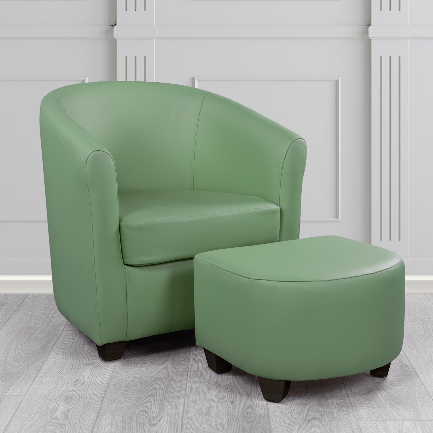 Cannes Shelly Lichen Crib 5 Genuine Leather Tub Chair & Footstool Set (6618343866410)