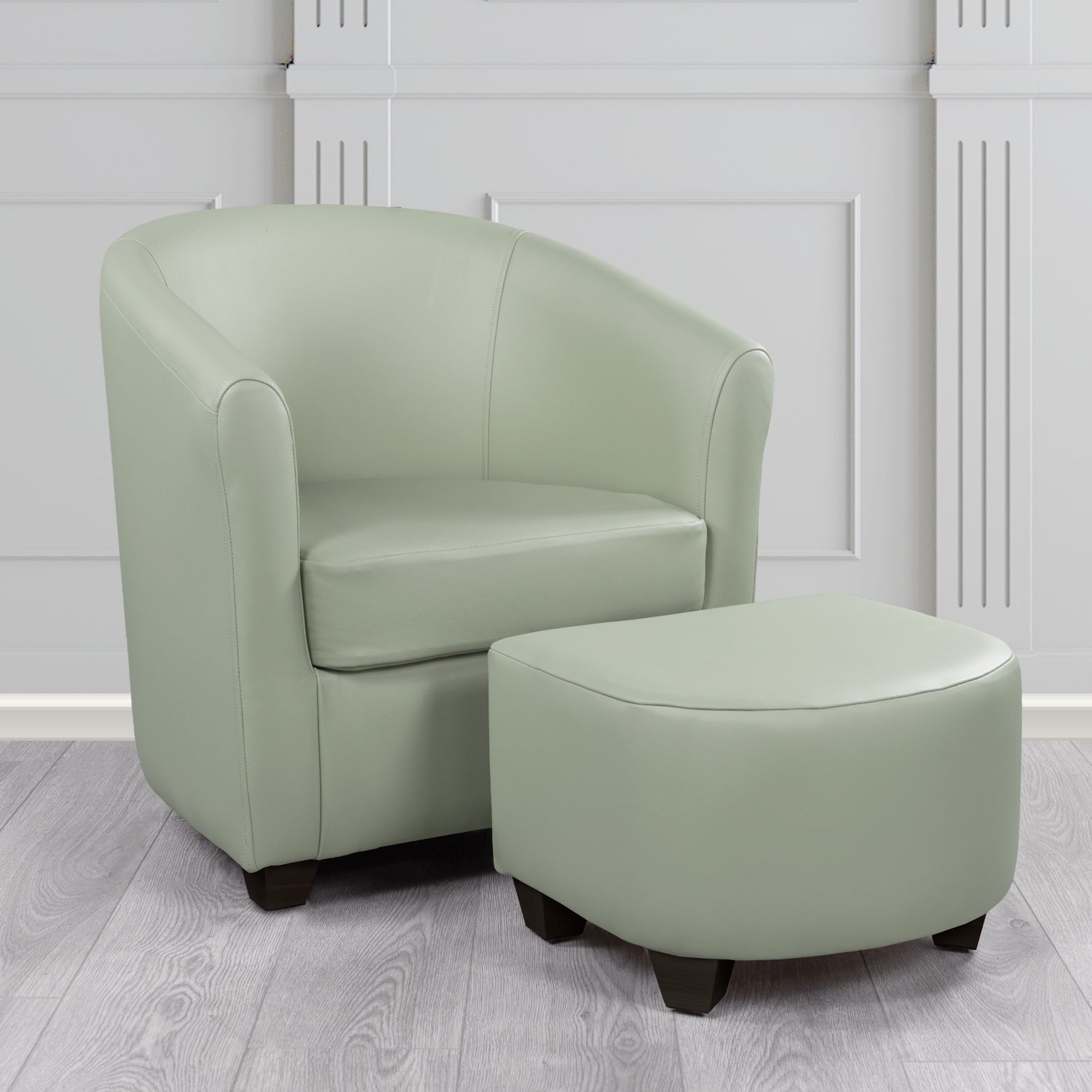 Cannes Shelly Moon Mist Crib 5 Genuine Leather Tub Chair & Footstool Set (6618347372586)