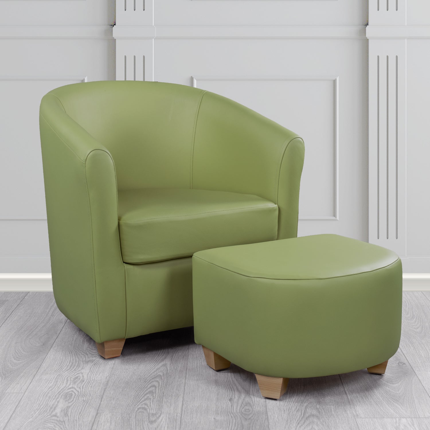 Cannes Shelly Mountain Tree Crib 5 Genuine Leather Tub Chair & Footstool Set (6618347569194)