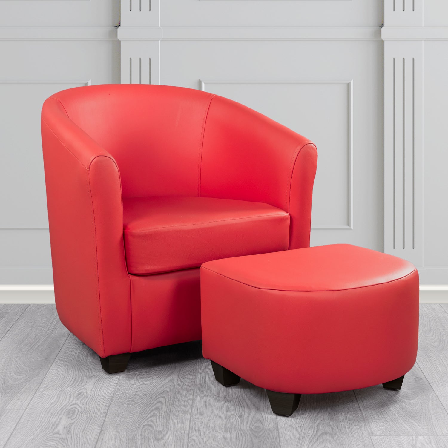 Cannes Shelly Poppy Crib 5 Genuine Leather Tub Chair & Footstool Set (6618390331434)