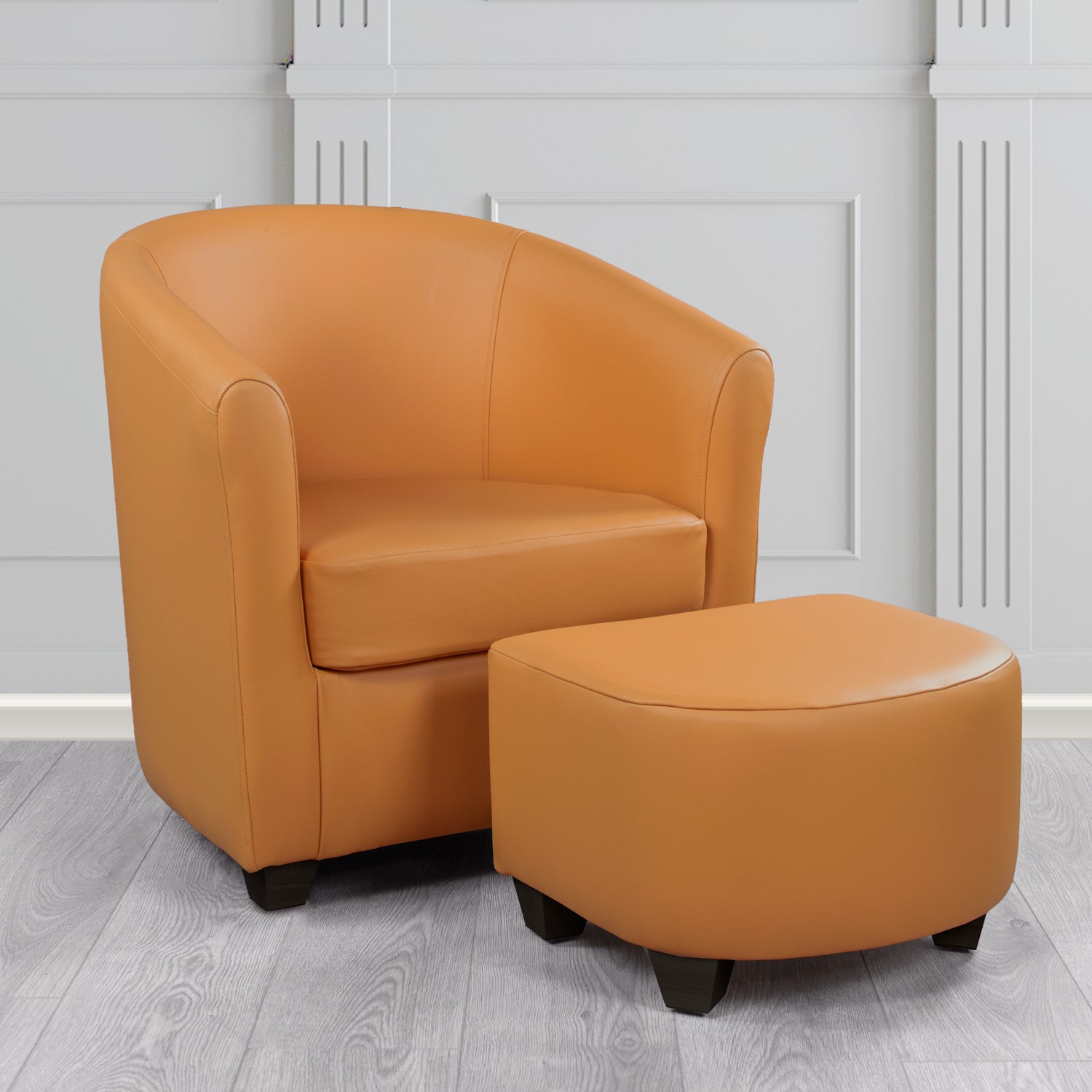 Cannes Shelly Saddle Crib 5 Genuine Leather Tub Chair & Footstool Set (6618428571690)