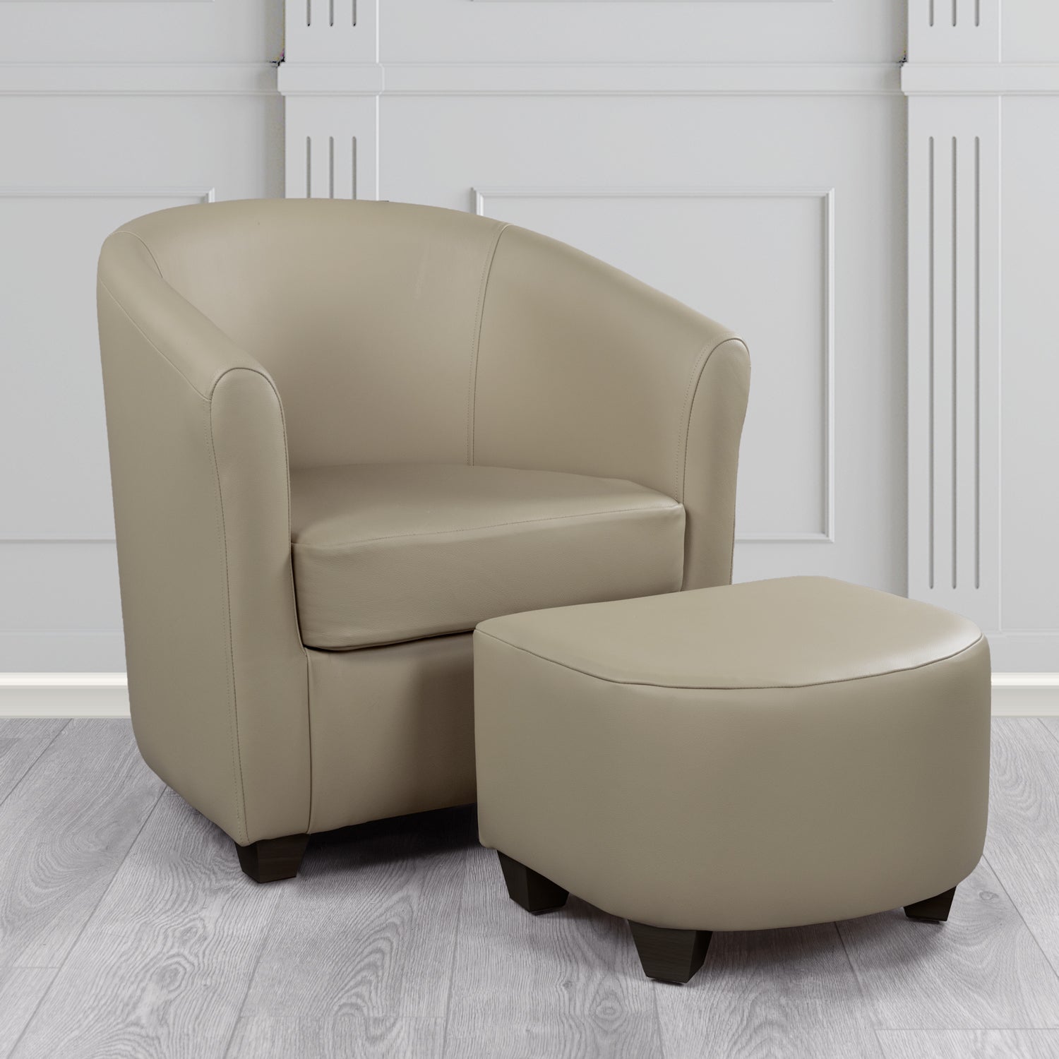 Cannes Shelly Silver Birch Crib 5 Genuine Leather Tub Chair & Footstool Set (6618430570538)