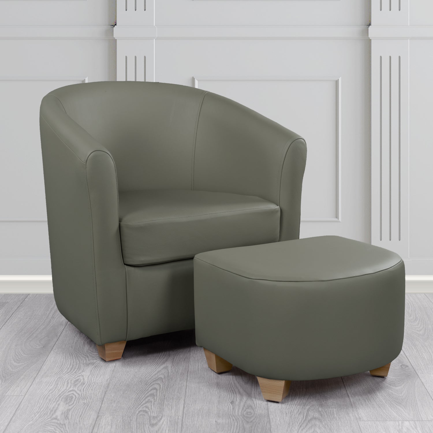 Cannes Shelly Steel Crib 5 Genuine Leather Tub Chair & Footstool Set (6618451214378)