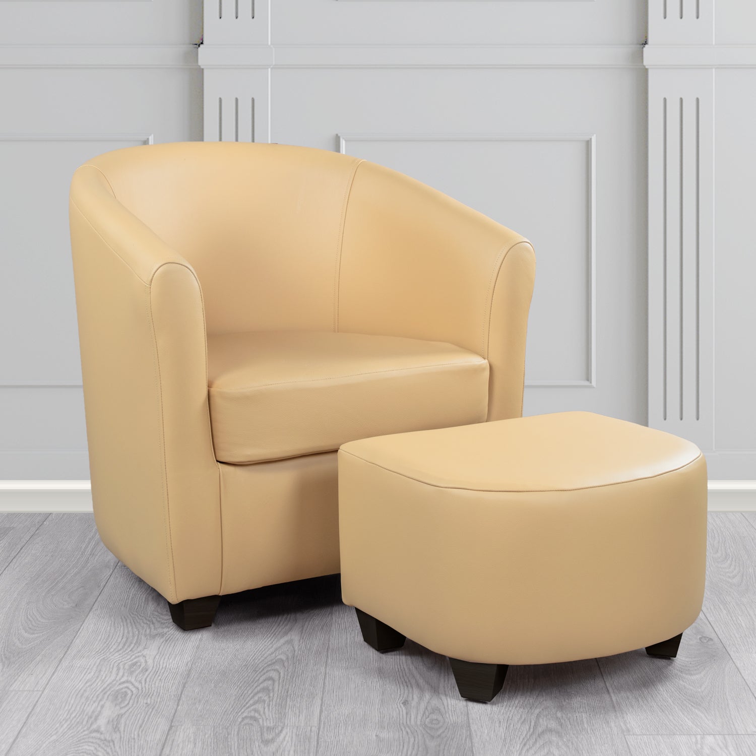 Cannes Shelly Stone Crib 5 Genuine Leather Tub Chair & Footstool Set (6618452328490)