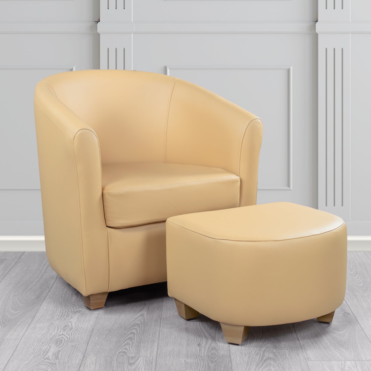 Cannes Shelly Stone Crib 5 Genuine Leather Tub Chair & Footstool Set (6618452328490)