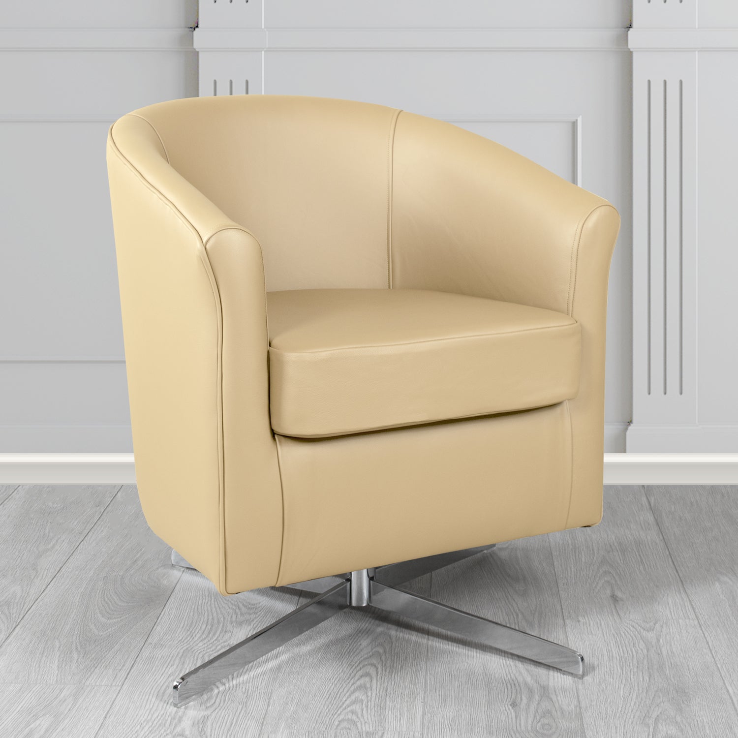 Cannes Swivel Tub Chair in Shelly Stone Crib 5 Genuine Leather