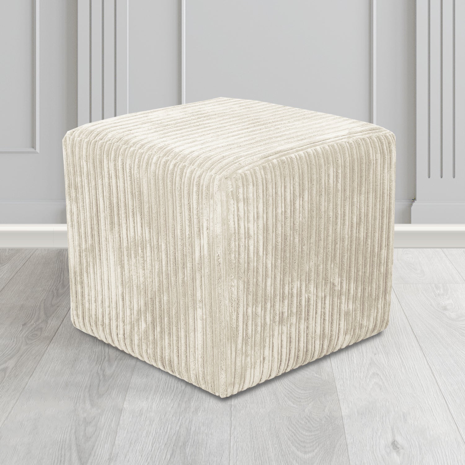 Paris Conway Beige Plain Texture Fabric Cube Footstool (6586989609002)
