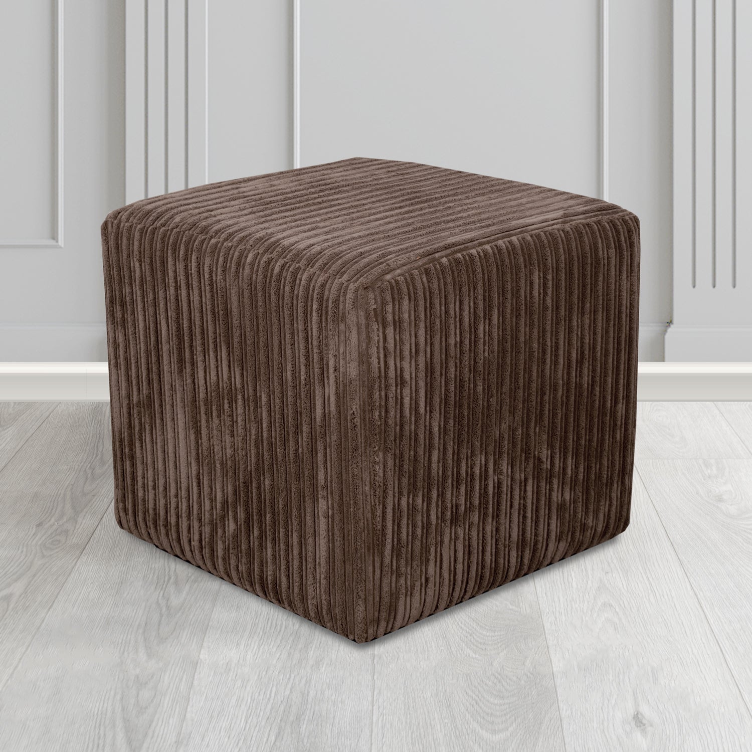 Paris Conway Chocolate Plain Texture Fabric Cube Footstool (6586991083562)