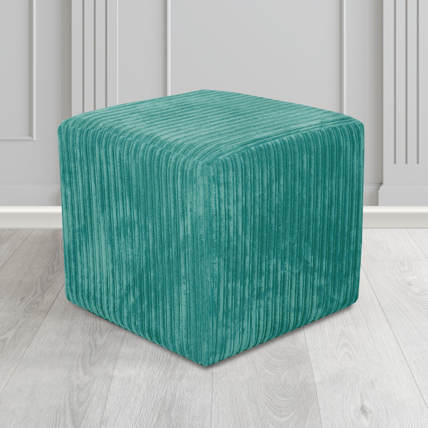 Paris Conway Teal Plain Texture Fabric Cube Footstool (6586992394282)
