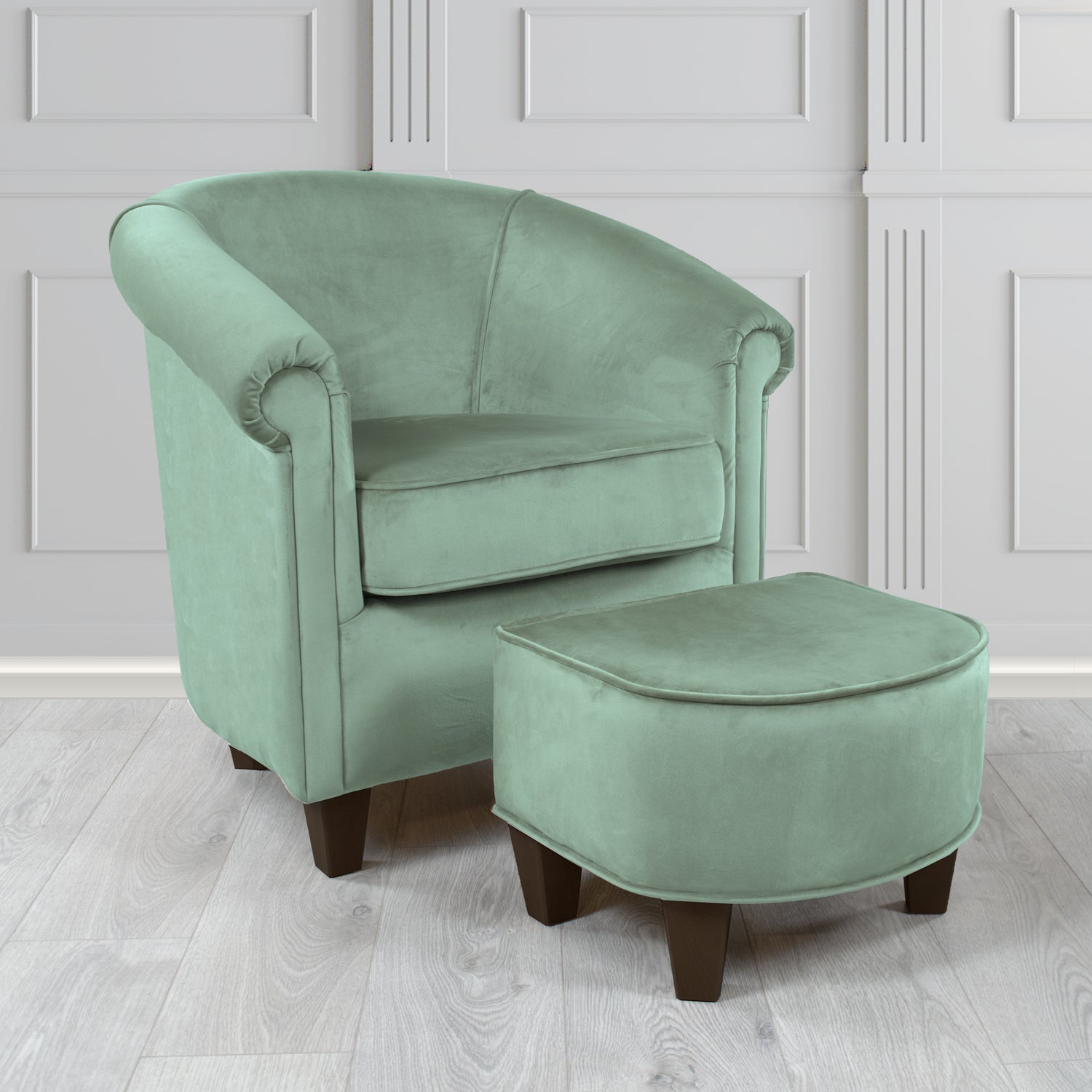 Siena Passione Airforce PAS2718 Velvet Fabric Tub Chair & Footstool Set (4680402829354)