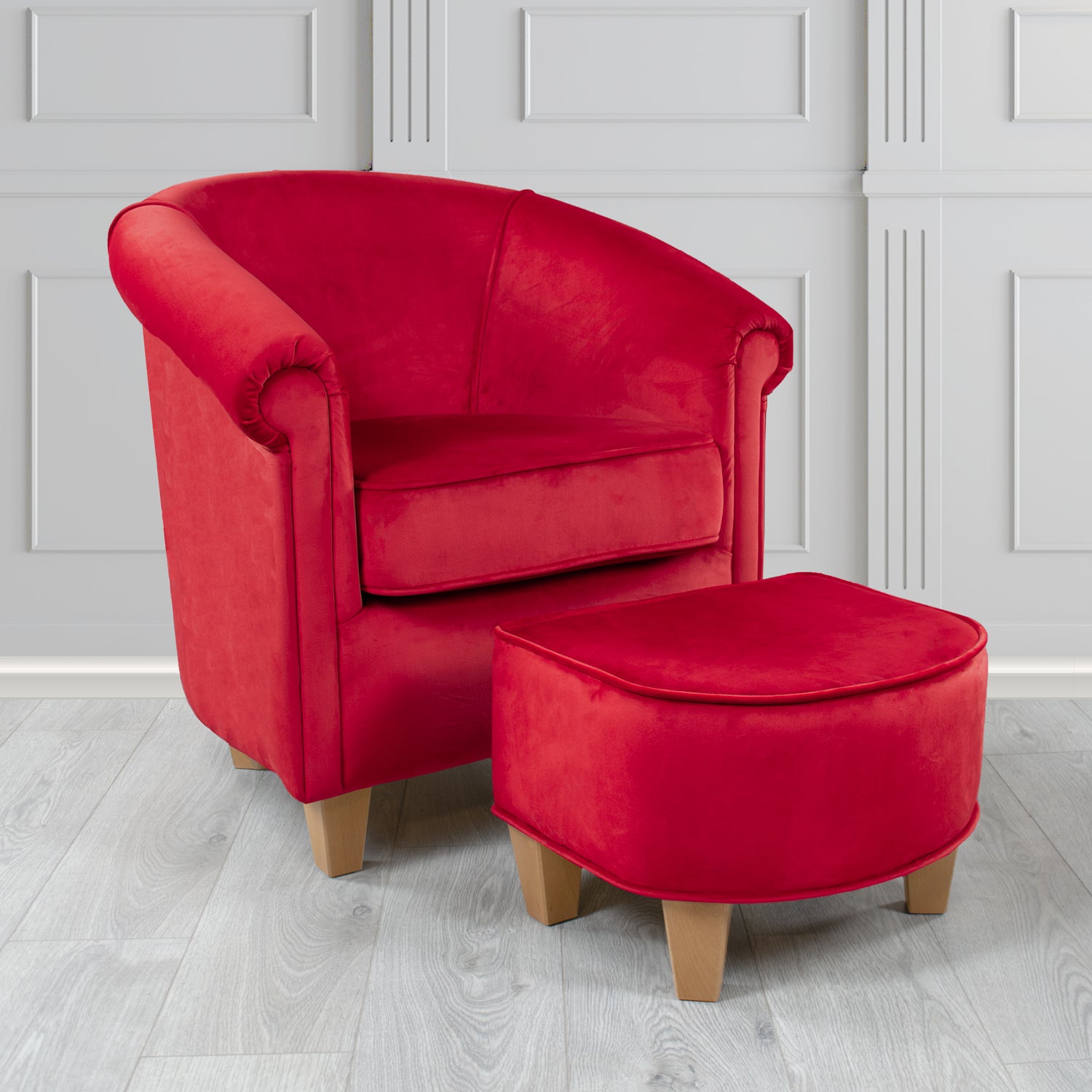 Siena Passione Berry PAS2713 Velvet Fabric Tub Chair & Footstool Set (4680406106154)