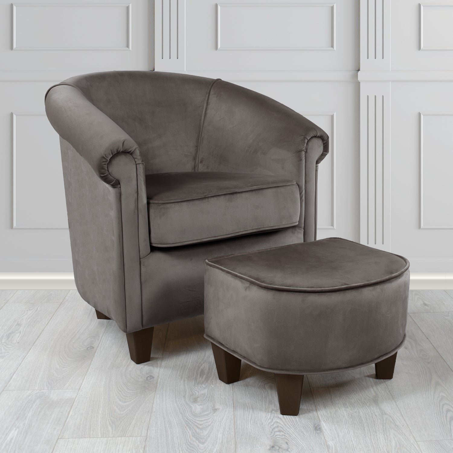 Siena Passione Nickel PAS2732 Velvet Fabric Tub Chair & Footstool Set (4680424652842)