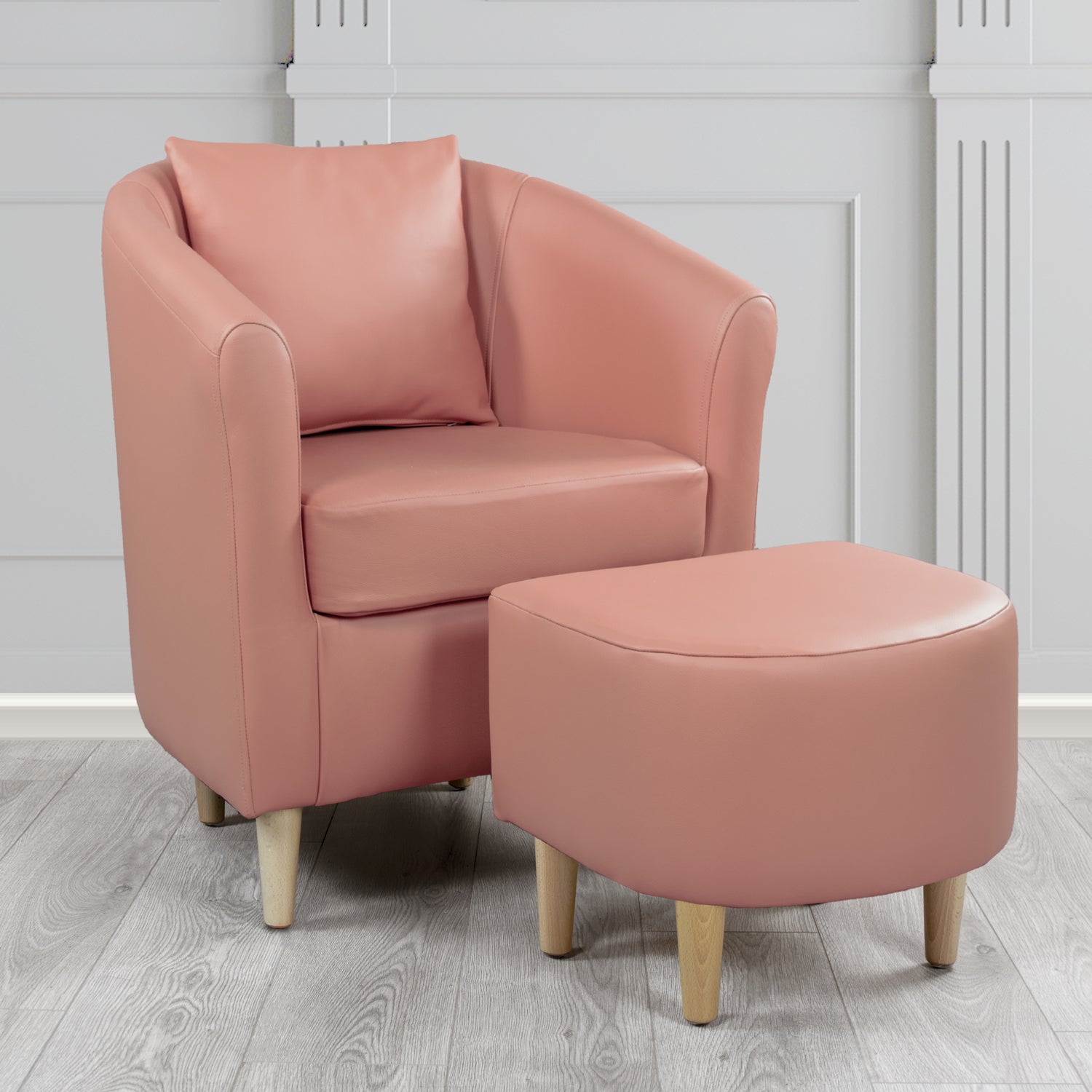 St Tropez Shelly Brick Red Crib 5 Genuine Leather Tub Chair & Footstool Set With Scatter Cushion (6619466563626)