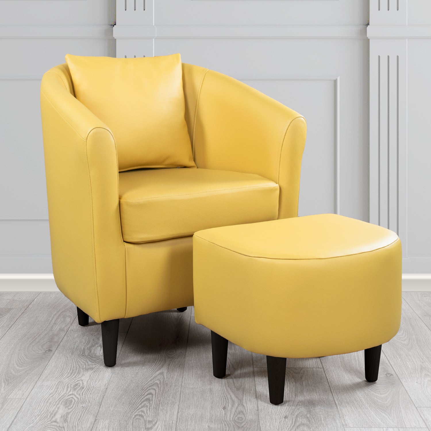 St Tropez Shelly Deluca Crib 5 Genuine Leather Tub Chair & Footstool Set With Scatter Cushion (6619491729450)