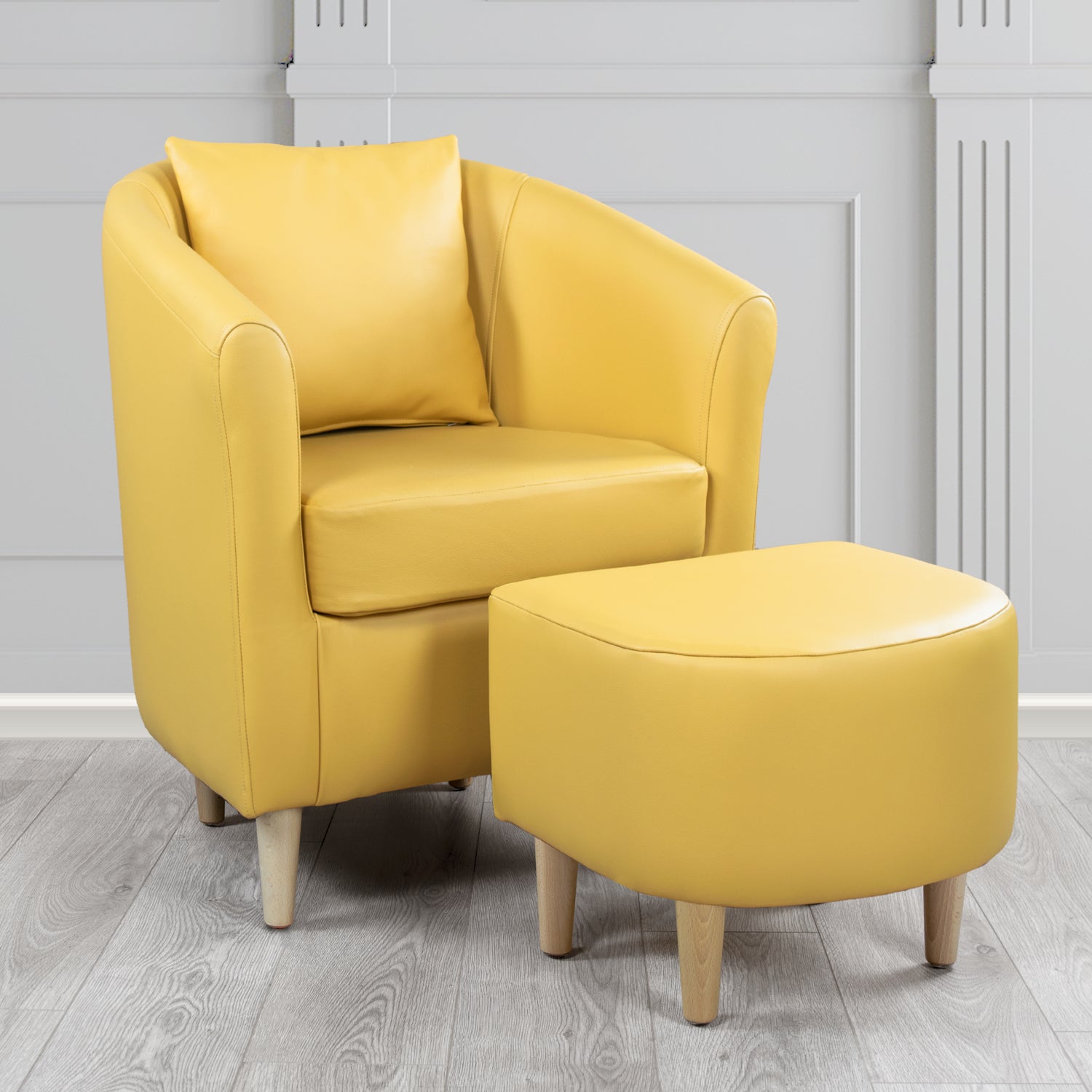 St Tropez Shelly Deluca Crib 5 Genuine Leather Tub Chair & Footstool Set With Scatter Cushion (6619491729450)