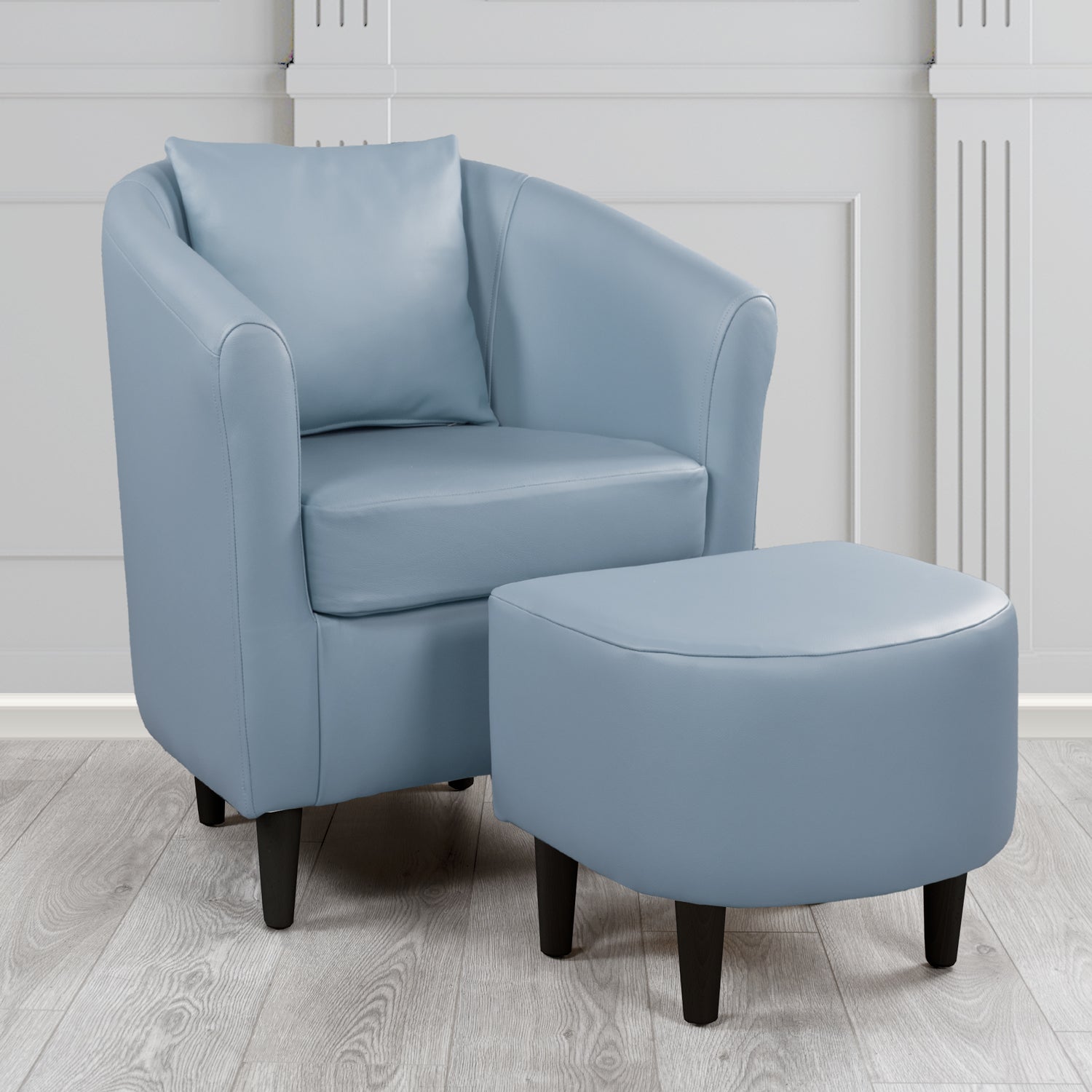 St Tropez Shelly Iceblast Crib 5 Genuine Leather Tub Chair & Footstool Set With Scatter Cushion (6619501428778)