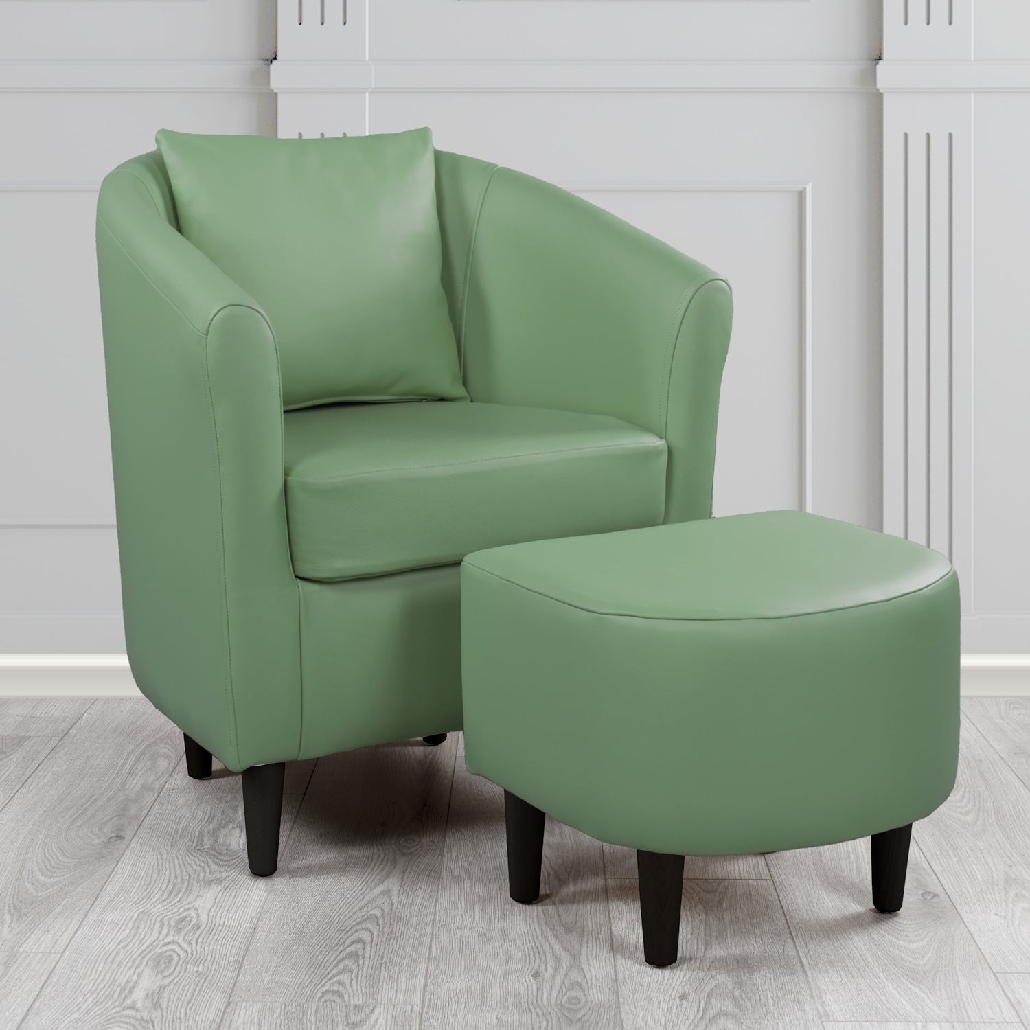 St Tropez Shelly Lichen Crib 5 Genuine Leather Tub Chair & Footstool Set With Scatter Cushion (6619503132714)