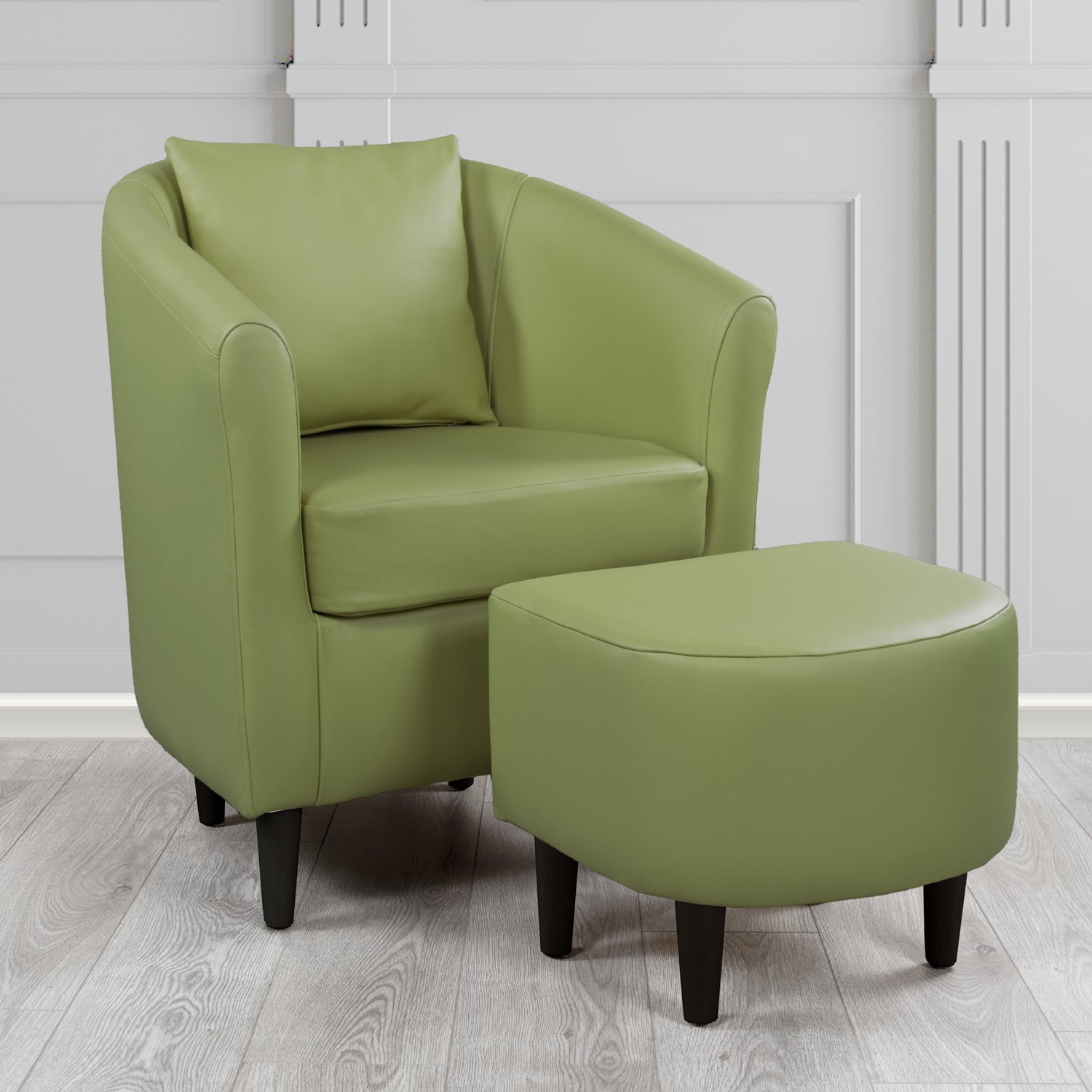 St Tropez Shelly Mountain Tree Crib 5 Genuine Leather Tub Chair & Footstool Set With Scatter Cushion (6619507556394)